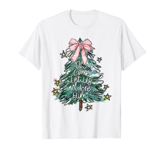 Oh Come Let Us Adore Him Christmas Unisex Grey Small Modern Lightweight Classic Fit Round Neck Short Sleeve T-Shirt