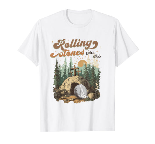 The Stone Was Rolled Away He Is Alive Retro Christian Easter T-Shirt