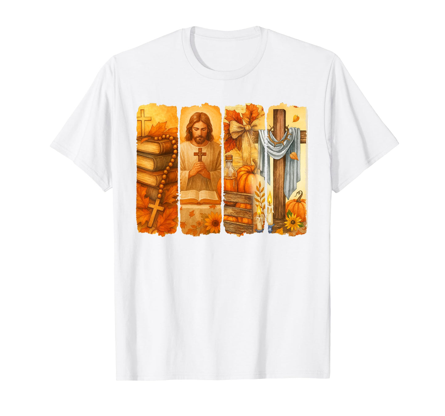 Fall Vibes Cozy Season Jesus Christian Faith Brushstroke T-Shirt
