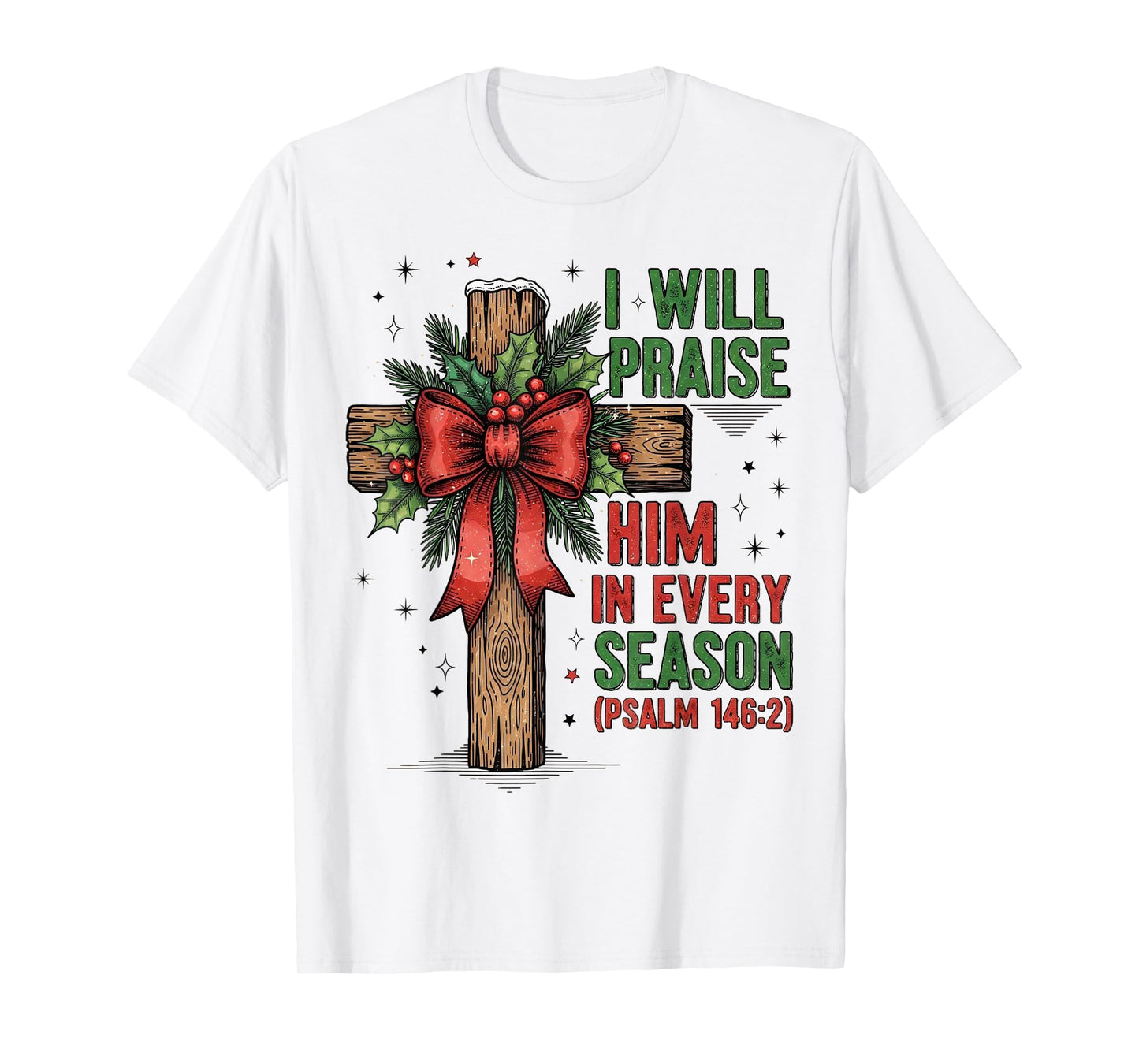 Jesus Christmas Cross Retro Bible Verse Faith Holiday T-Shirt