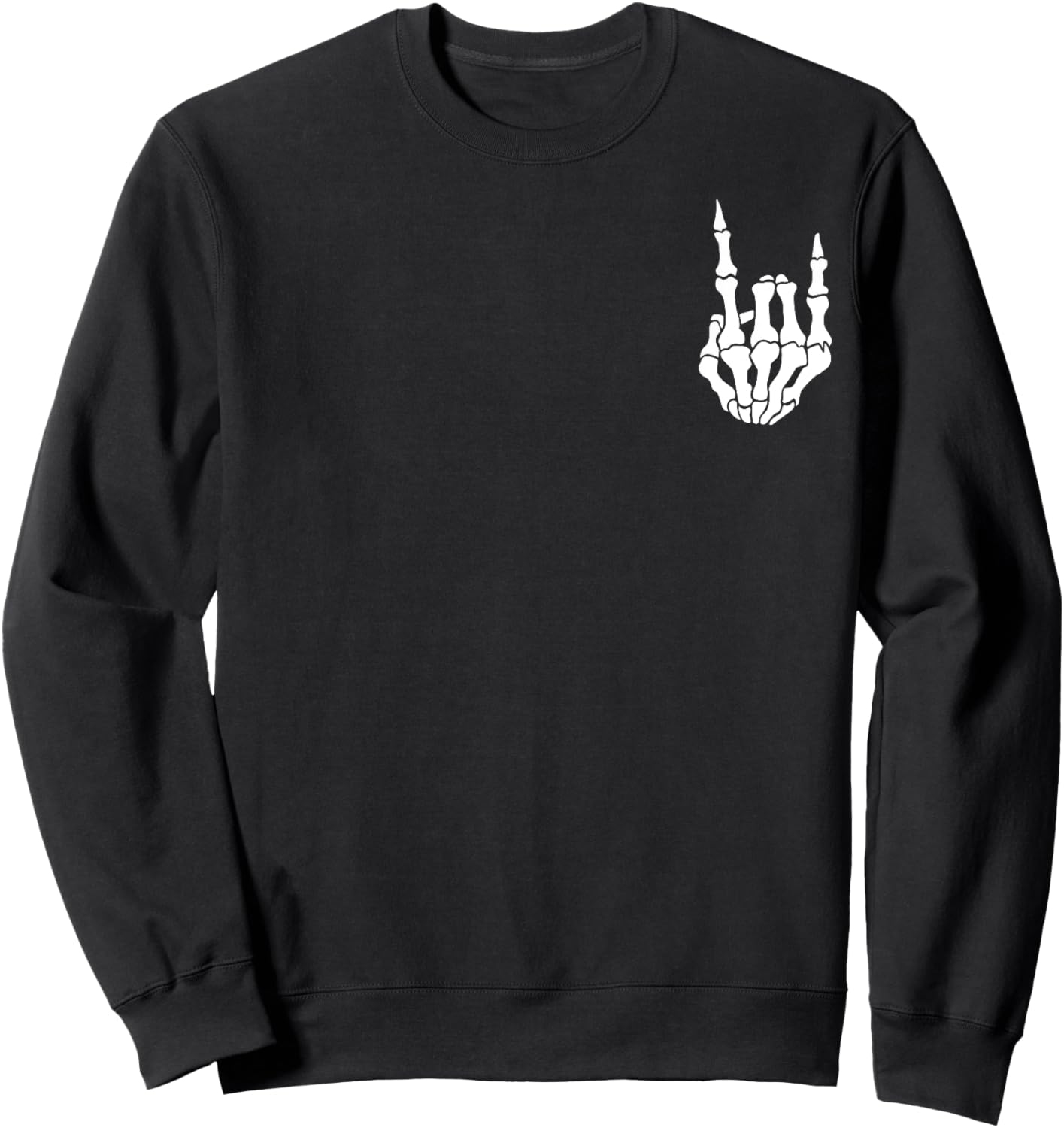 Punk Skeleton Hand Cool Halloween Rock Men Women Boys Kids Sweatshirt - Sweatshirt | Black