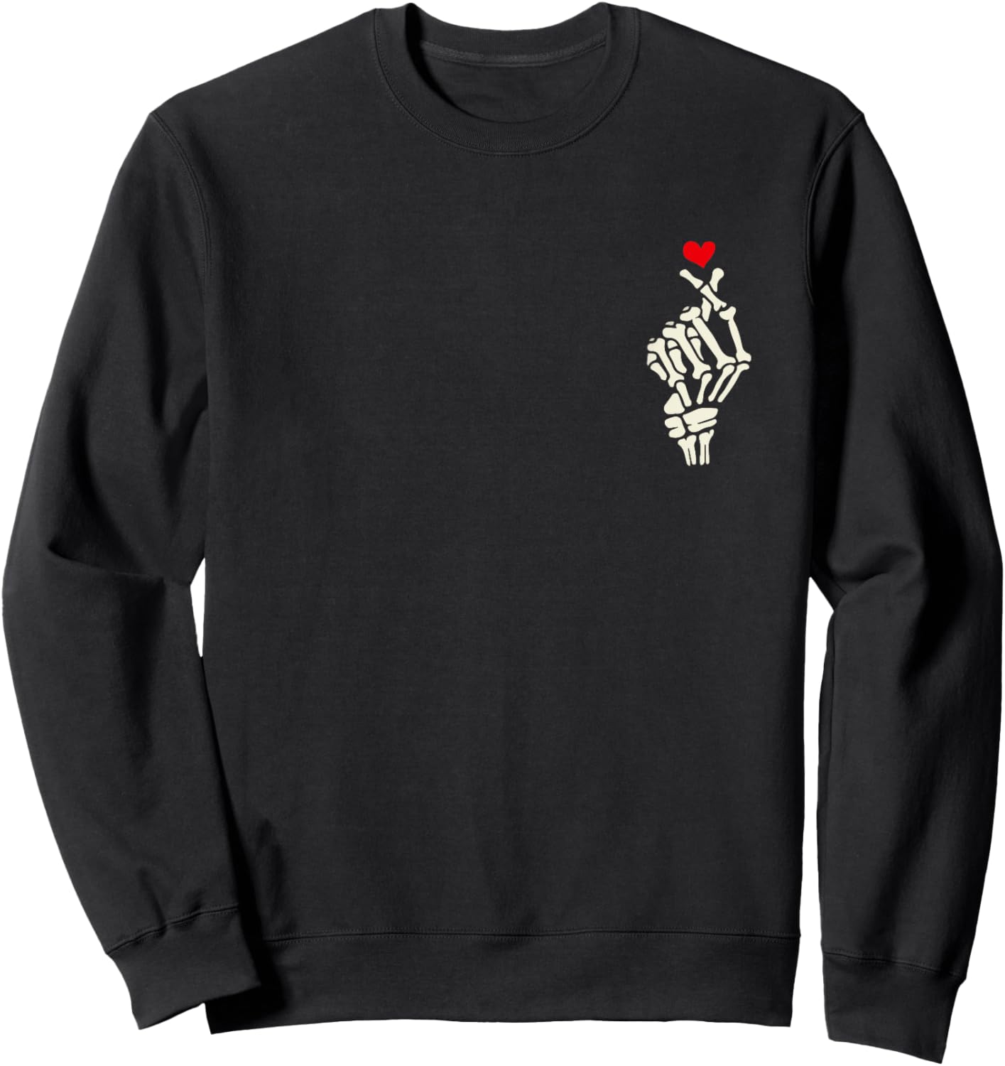 Skeleton Heart Hand Halloween Valentine Girl Women Men Sweatshirt - Sweatshirt | Black