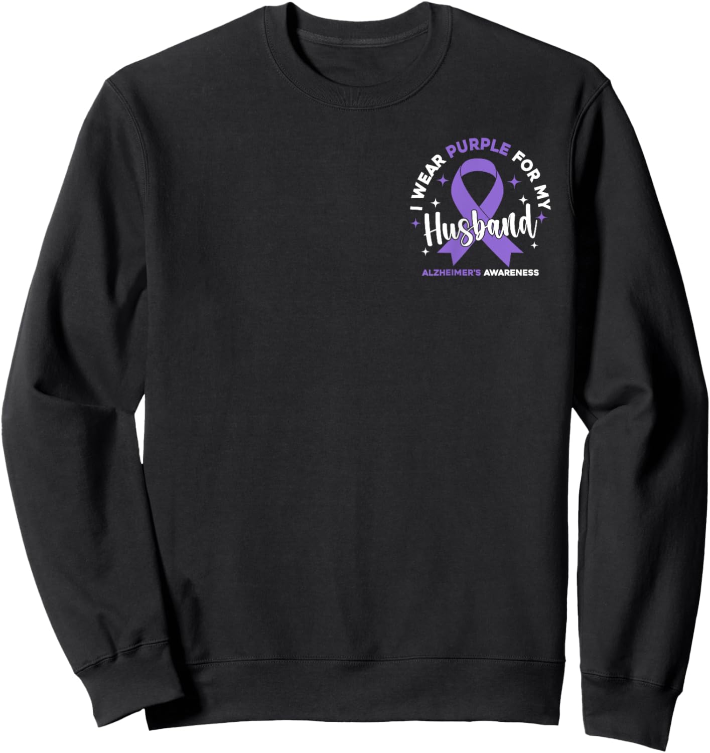 I Wear Purple For My Husband Pocket Alzheimer's Awareness Sweatshirt - Sweatshirt | Black