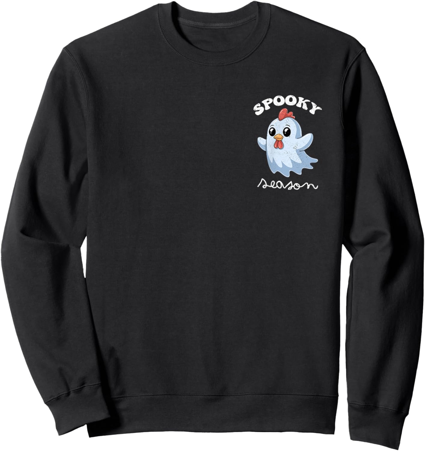 Halloween Chicken Ghost Spooky Season Costume Pocket Sweatshirt - Sweatshirt | Black