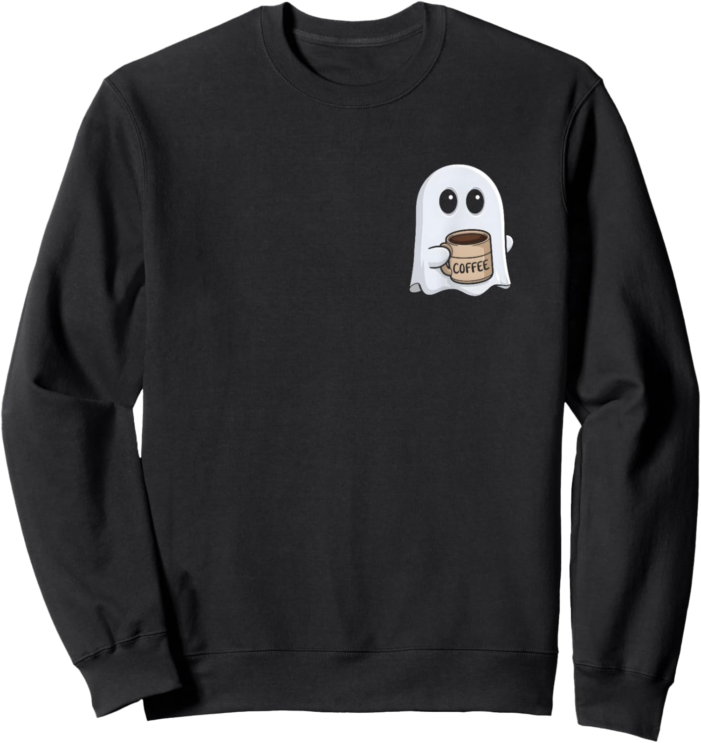 Ghost Drinking Coffee Funny Halloween Costume Coffee Lover Sweatshirt - Sweatshirt | Black