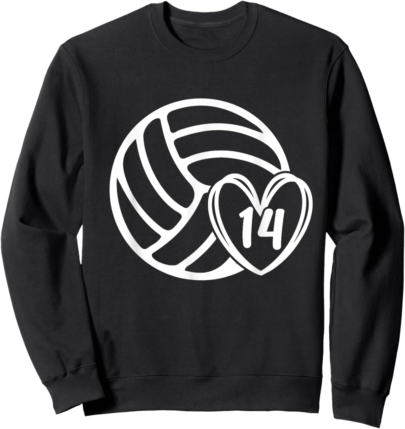 Volleyball Player #14 Volleyball Mom Dad Number 14 Sweatshirt - Sweatshirt | Black