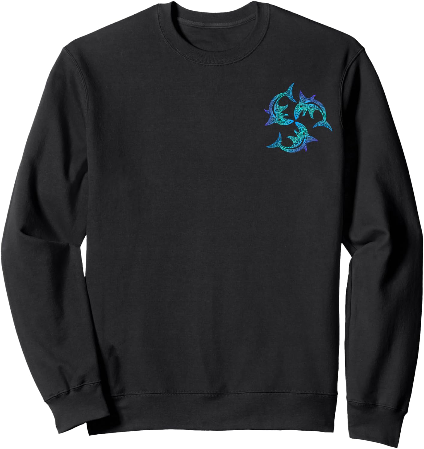 Tribal Hawaiian Maori Sun Sea Shark (2 sided) Sweatshirt - Sweatshirt | Black