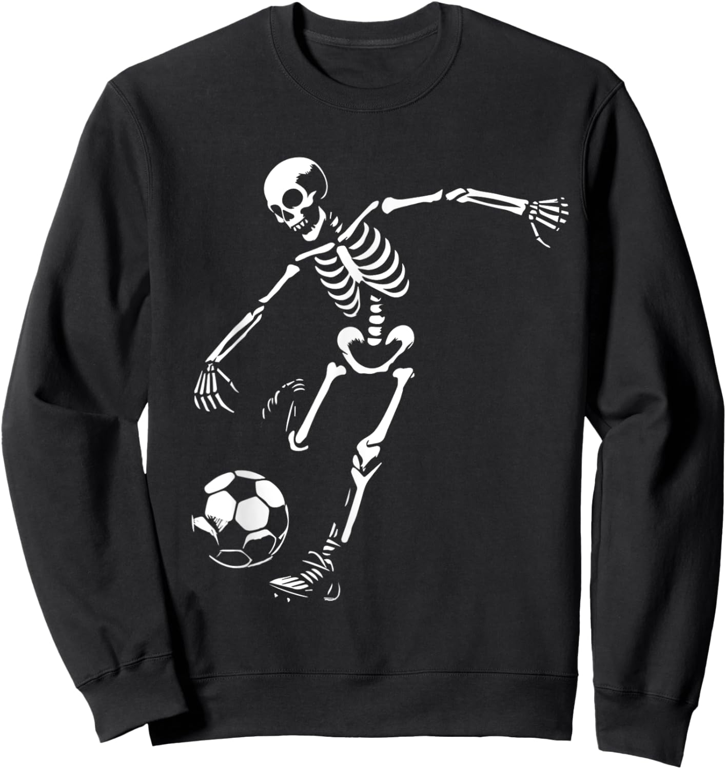 Funny Skeleton Playing Soccer, Halloween Soccer Boys Girls Sweatshirt - Sweatshirt | Black