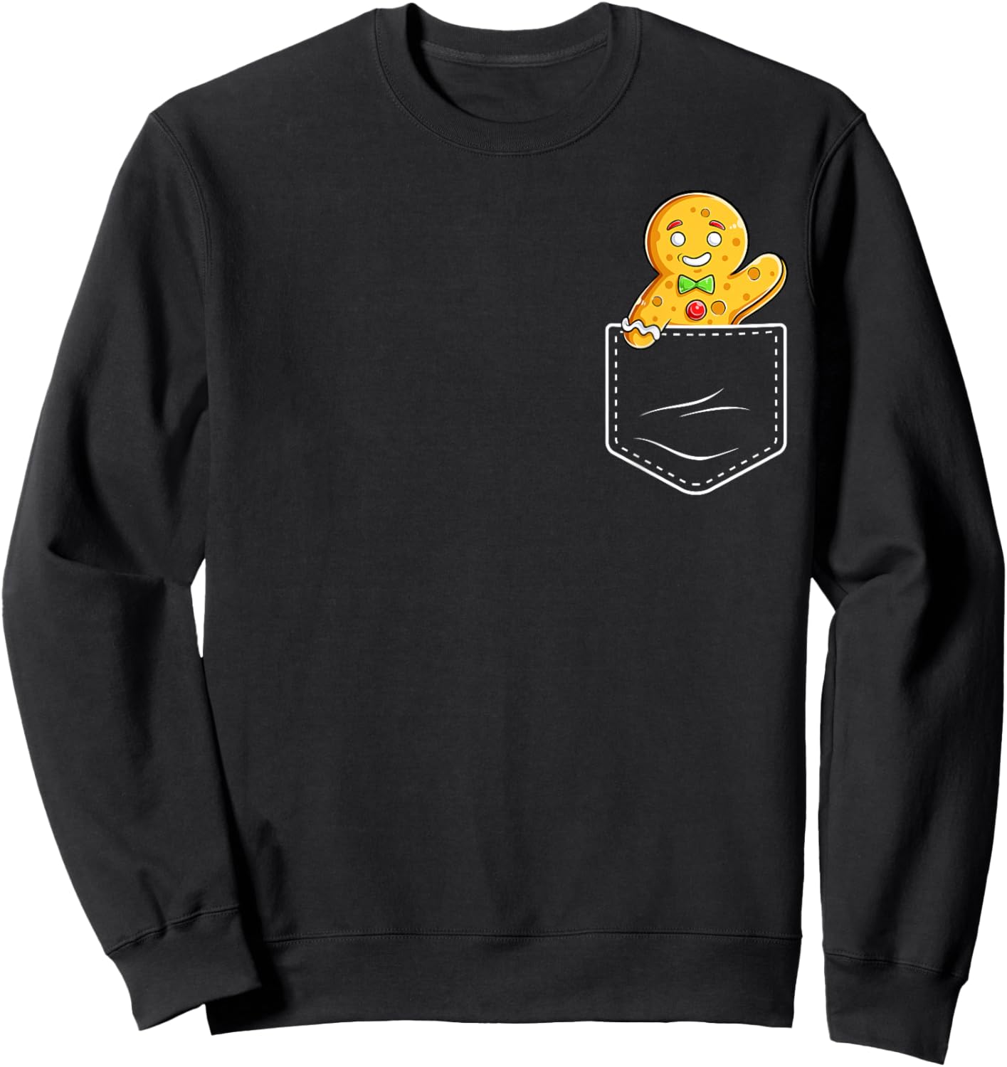 Gingerbread Man In Pocket Funny Christmas Cookie Boys Girls Sweatshirt - Sweatshirt | Black