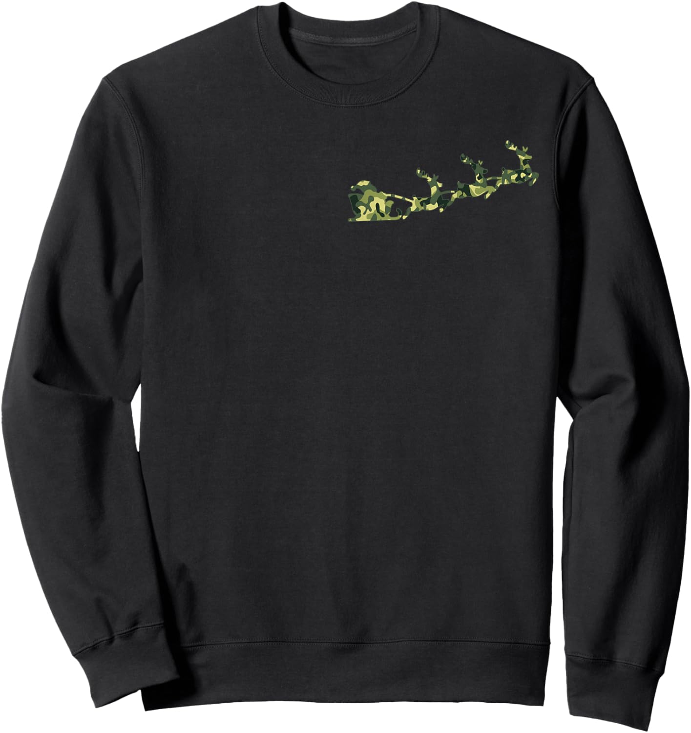 Camouflage Christmas Hunting Santa Reindeer Camo Men Pocket Sweatshirt - Sweatshirt | Black
