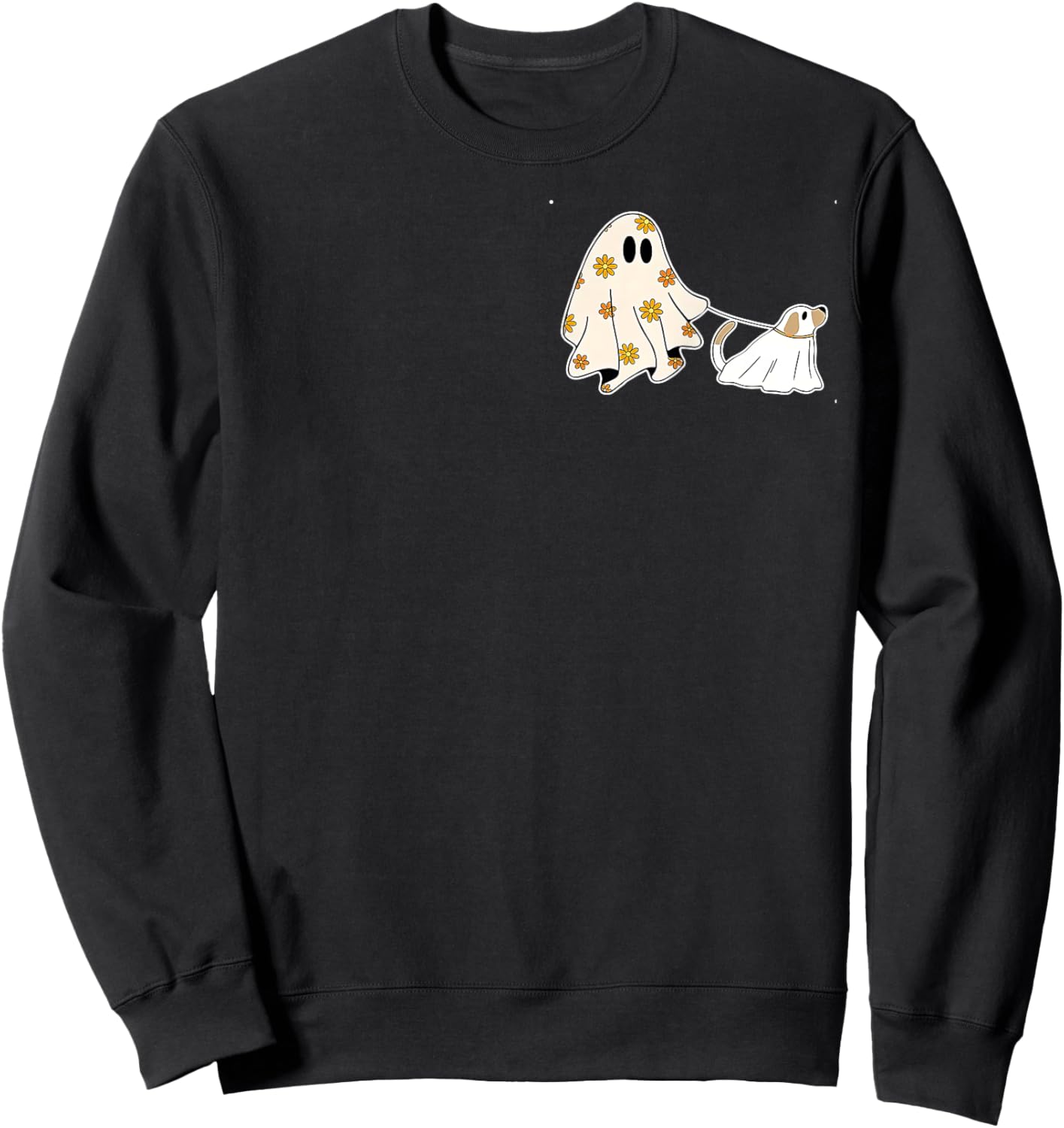 Ghost Dog, Dog Lovers Halloween Women Kids Sweatshirt - Sweatshirt | Black