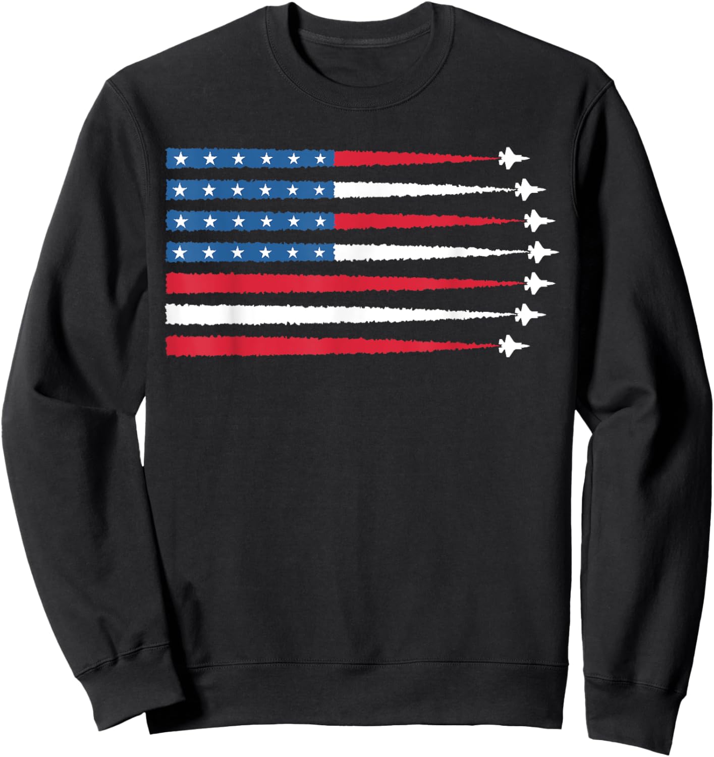 USA American Flag Men Women Kids Fighter Jets Patriotic Sweatshirt - Sweatshirt | Black