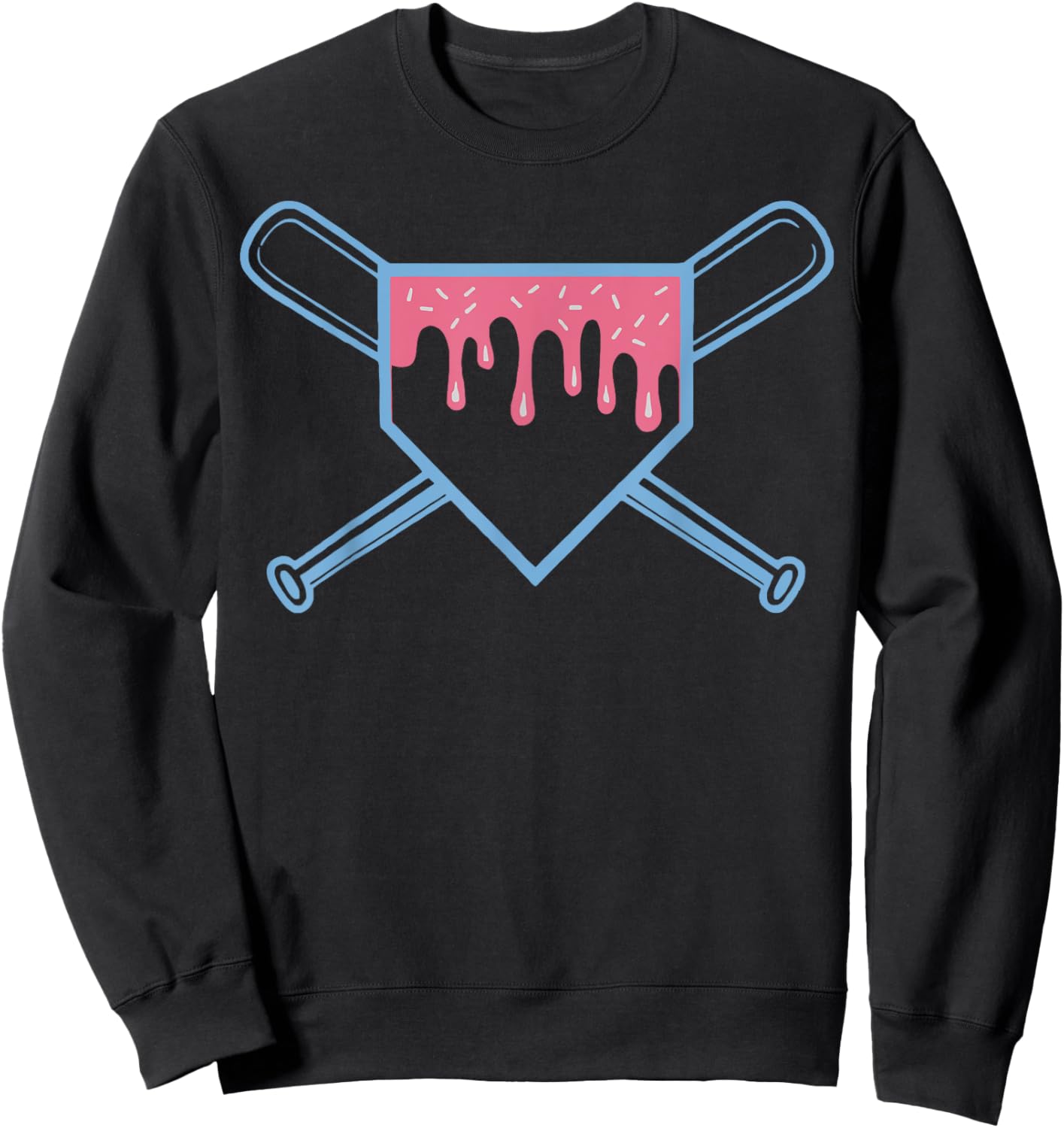 Baseball Home Plate Ice Cream Drip with Sprinkles for Boys Sweatshirt - Sweatshirt | Black