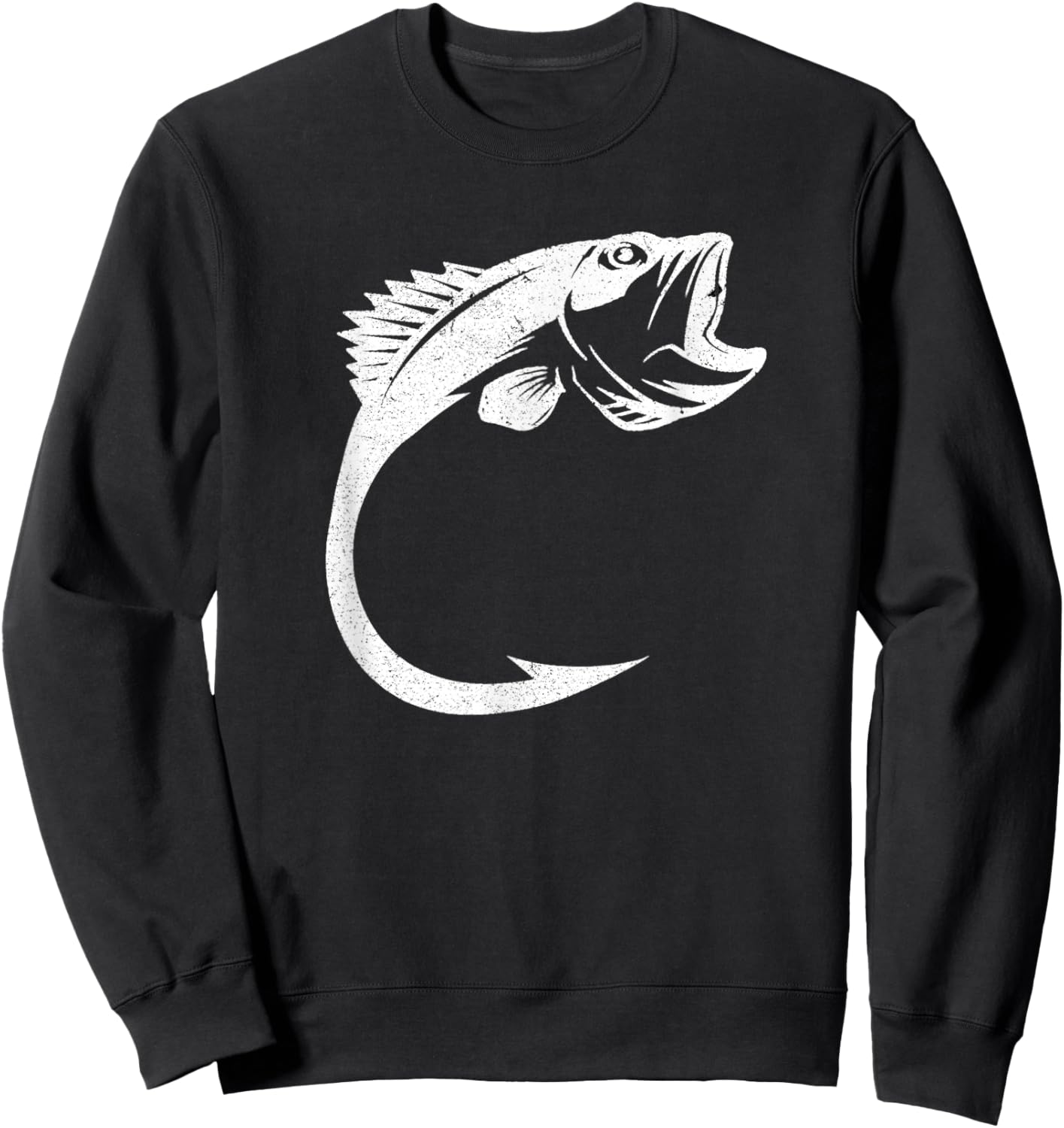 Fish Hook Minimal Art Cool Fishing Lover Art Lover Gift Sweatshirt - Sweatshirt | Black