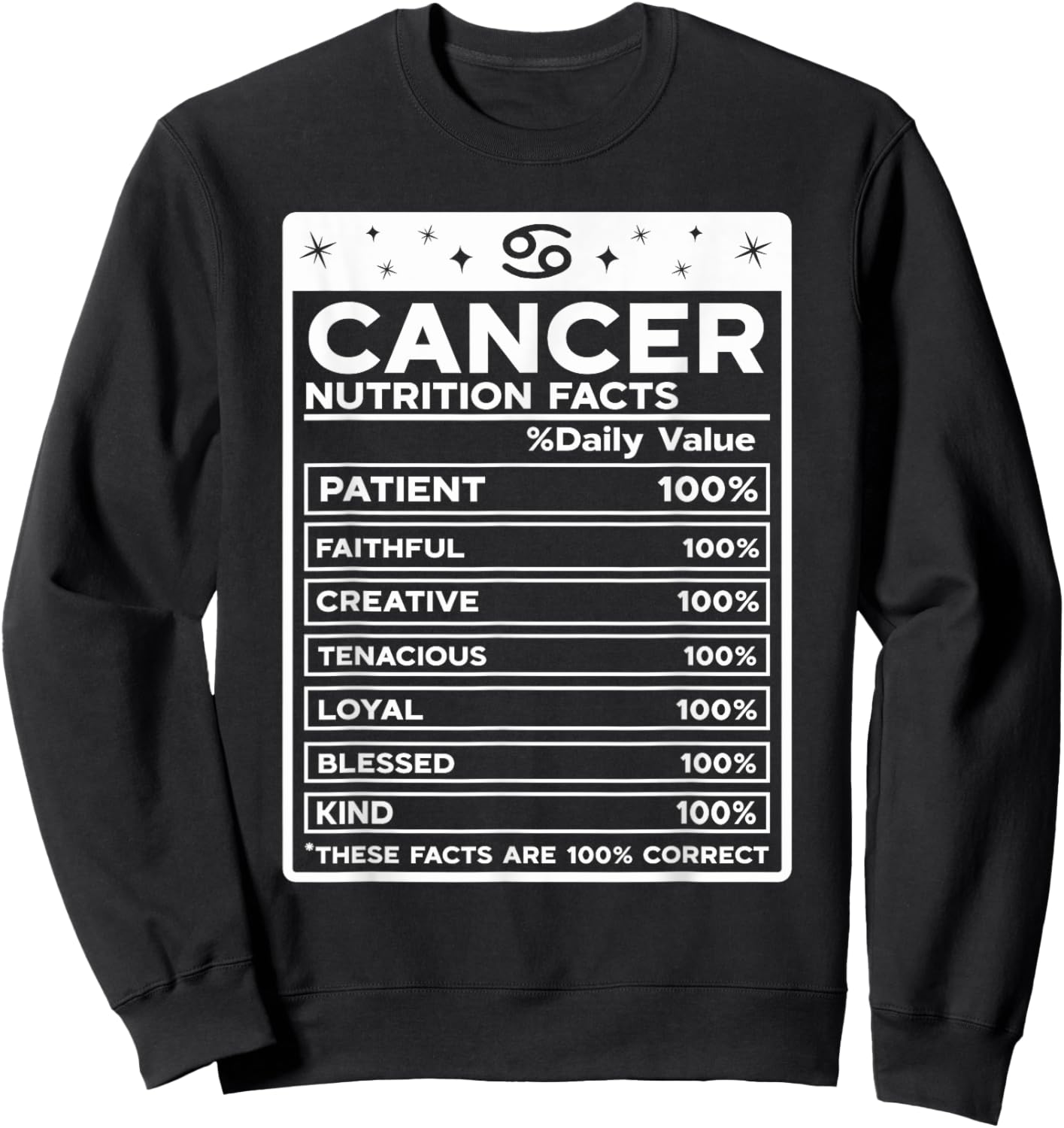 Cancer Nutritional Style Zodiac Design, Cancer Sweatshirt - Sweatshirt | Black