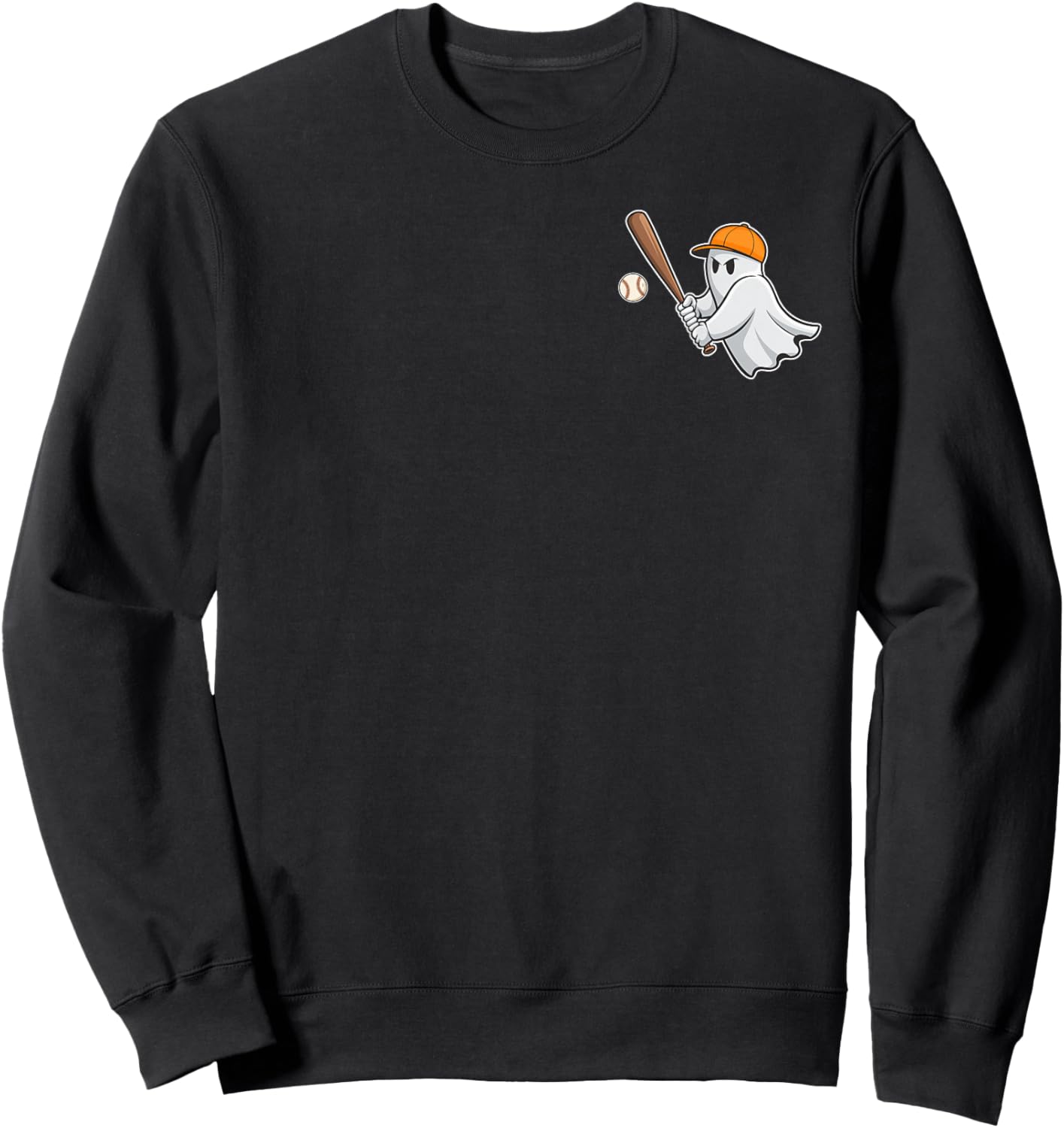 Ghost Playing Baseball Pocket Halloween Baseball Boys Kids Sweatshirt - Sweatshirt | Black