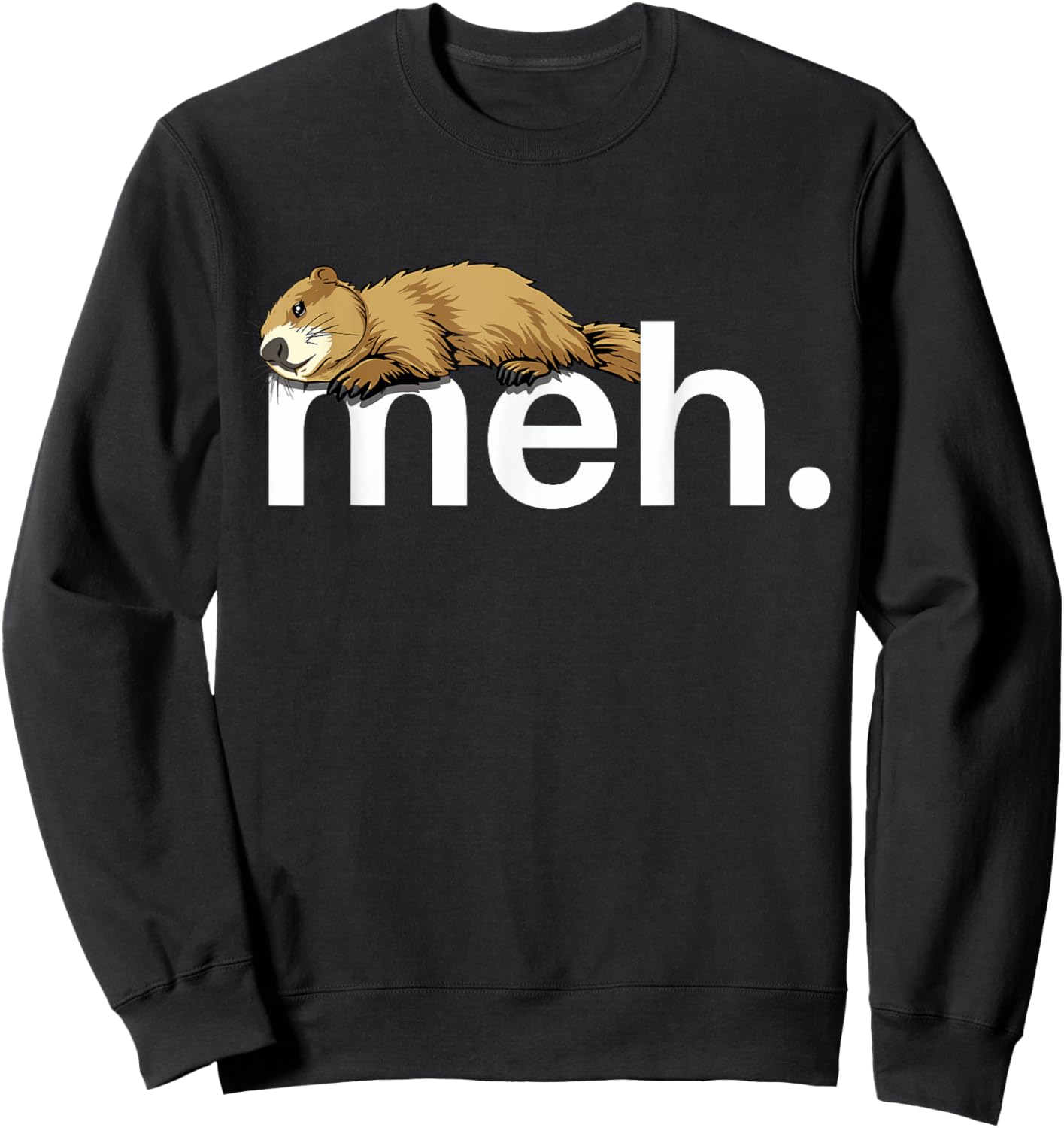 Meh Funny Groundhog Day Groundhog Meme Joke Groundhog Sweatshirt - Sweatshirt | Black