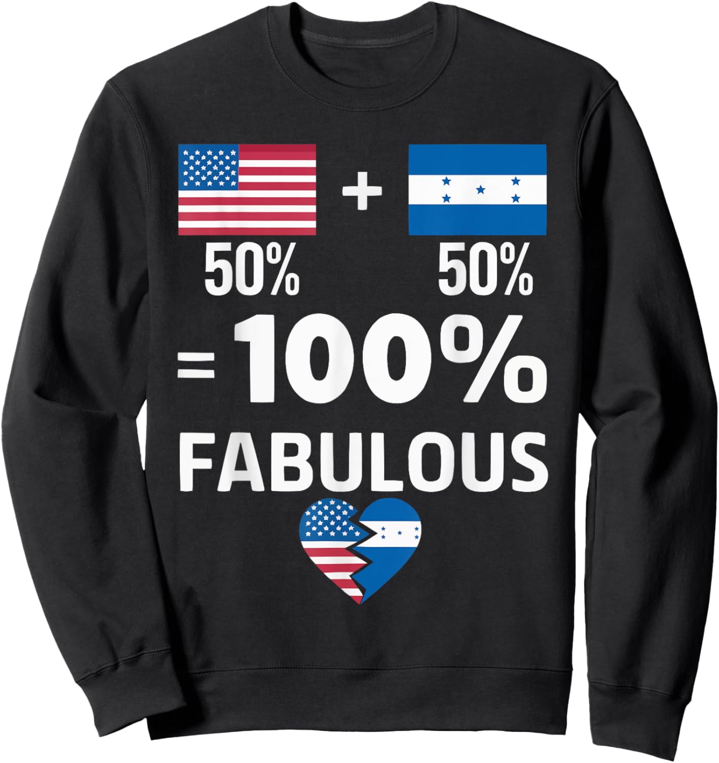 Half American Half Honduran USA Flag Honduras America Sweatshirt - Sweatshirt | Black