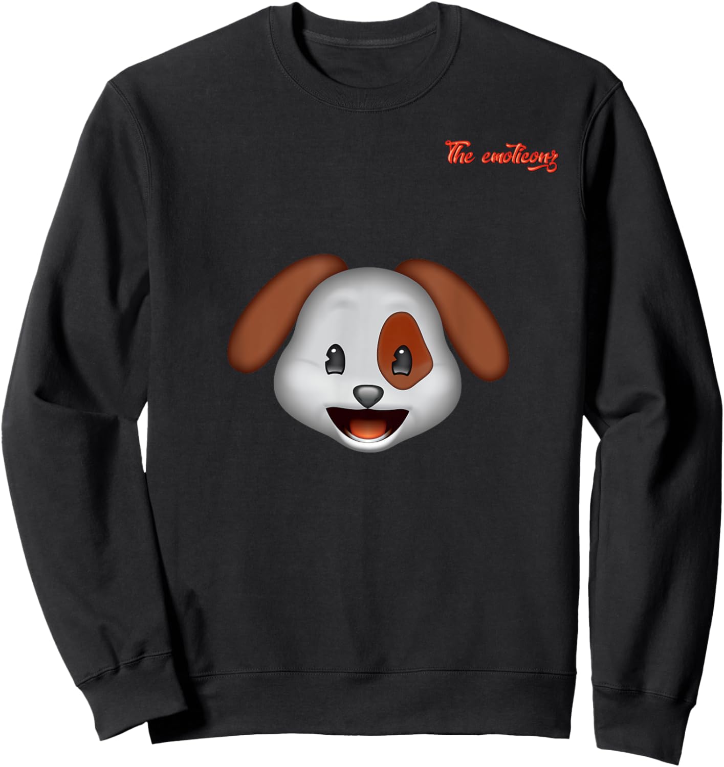 emoji happy enthusiastic dog face Men Women Kids Sweatshirt - Sweatshirt | Black