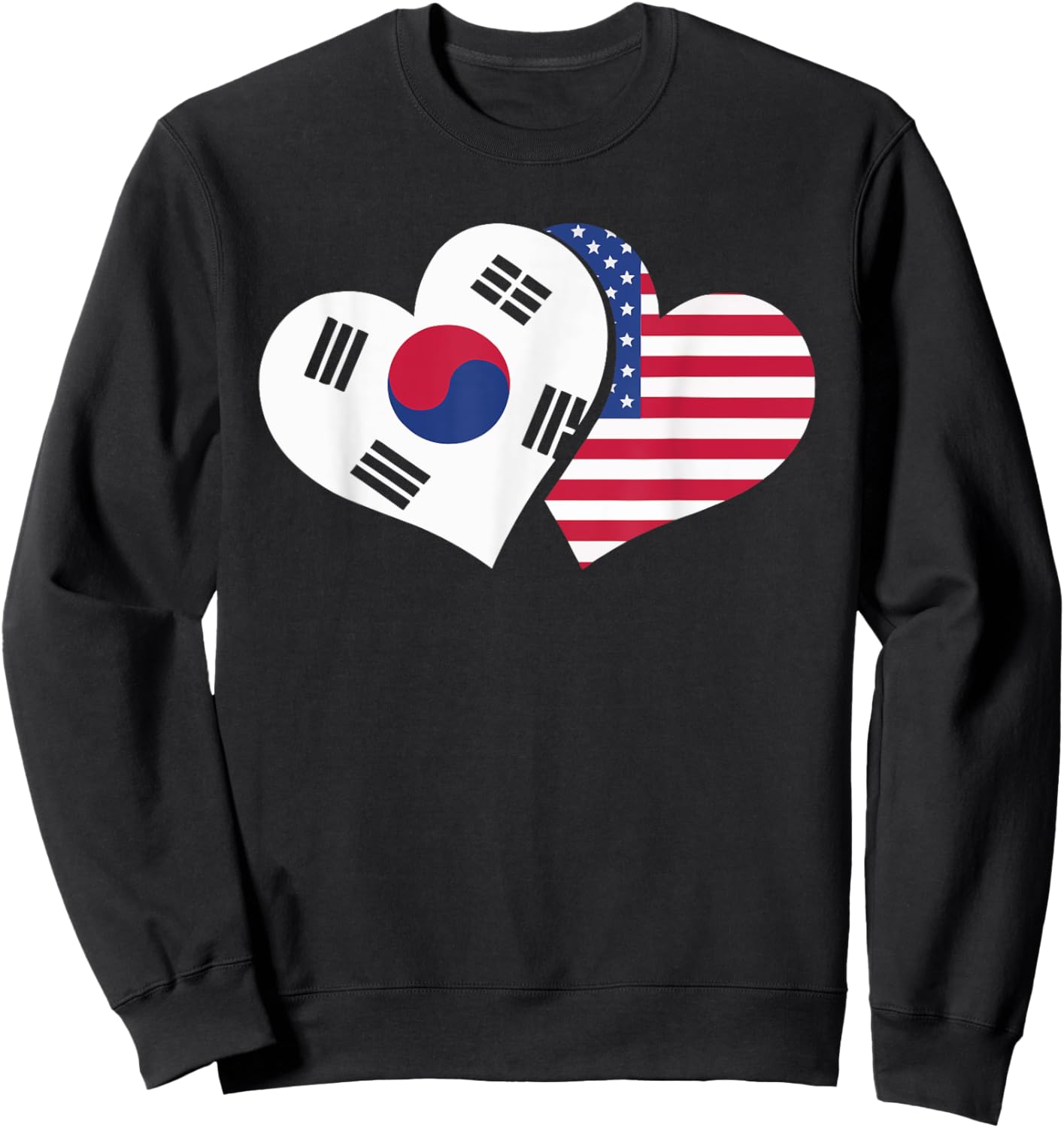 Half American Half Korean USA Flag South Korea America Sweatshirt - Sweatshirt | Black
