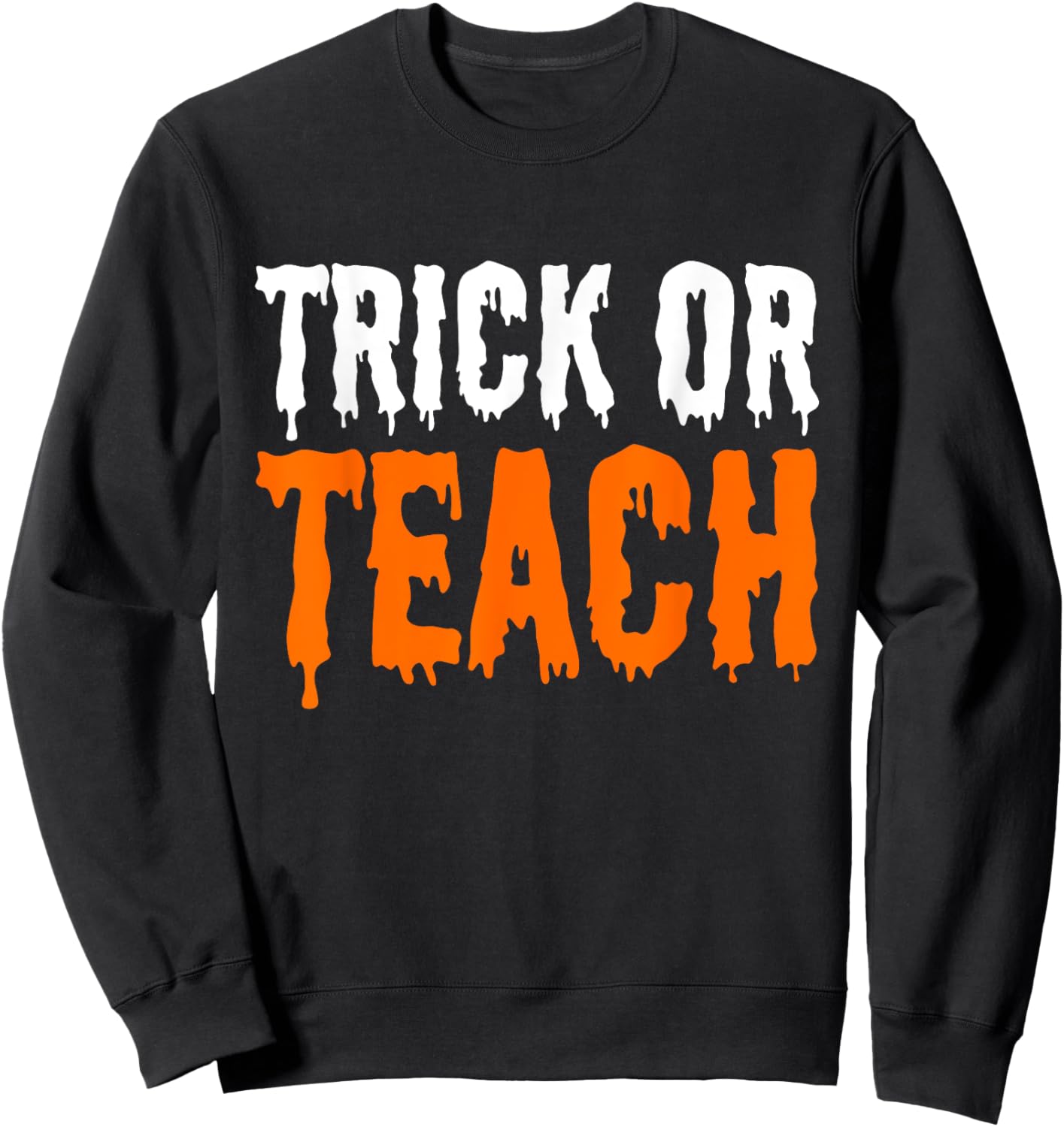 Trick Or Teach Groovy Teacher Halloween Retro Ghost Sweatshirt - Sweatshirt | Black