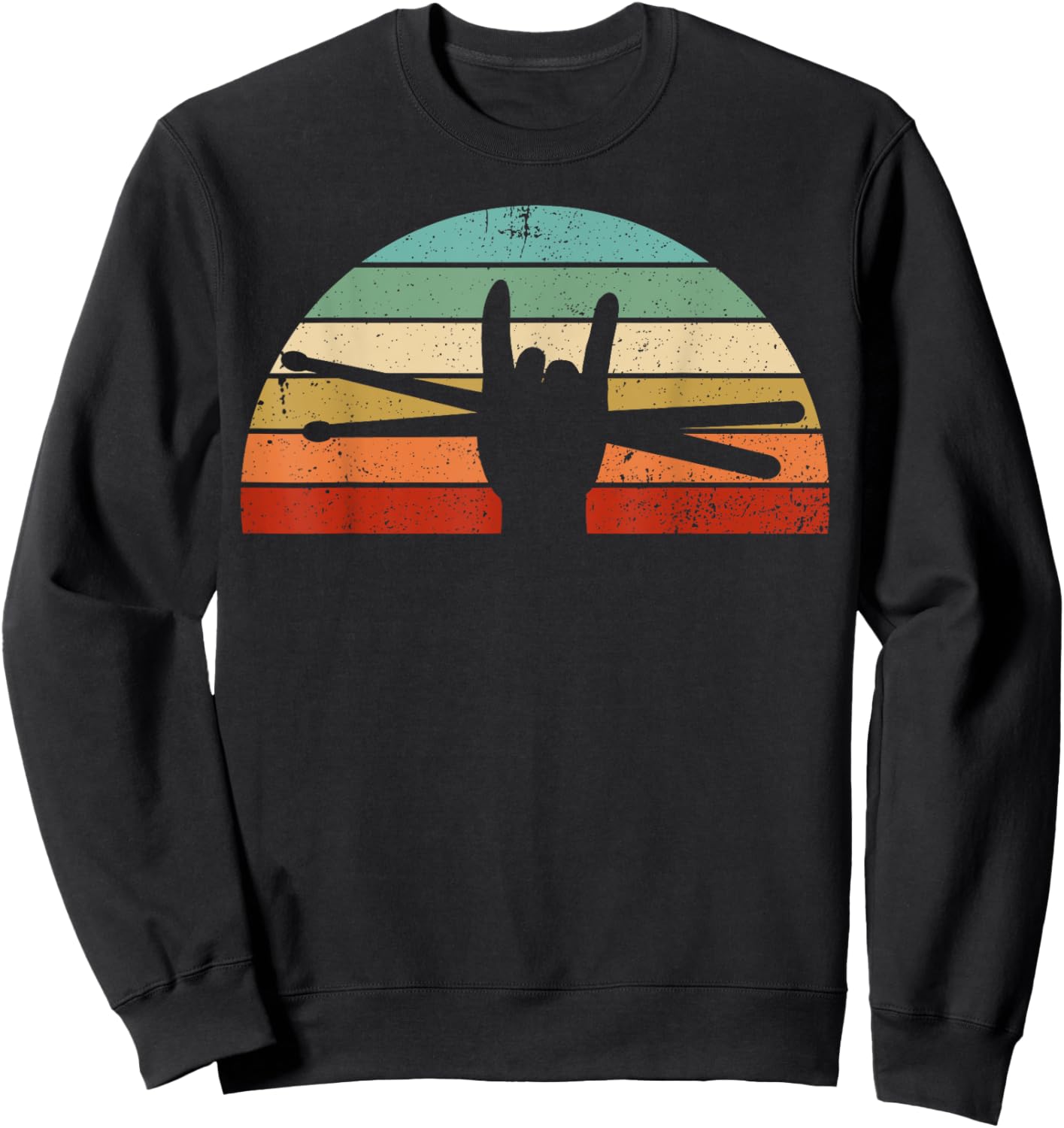 Funny Drummer Art Women Kids Drumming Lover Drummer Sweatshirt - Sweatshirt | Black