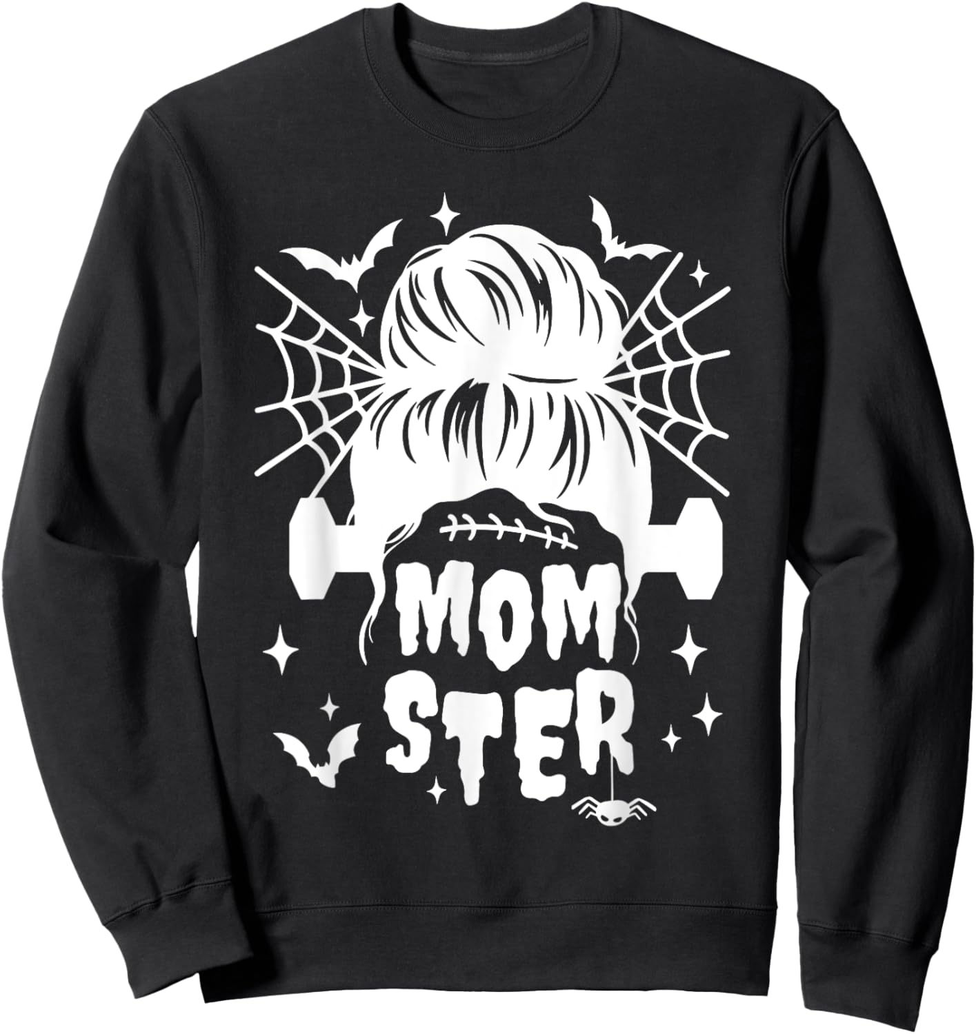 Momster Halloween Mommy Mama Hair Bun /Family Matching Party Sweatshirt - Sweatshirt | Black