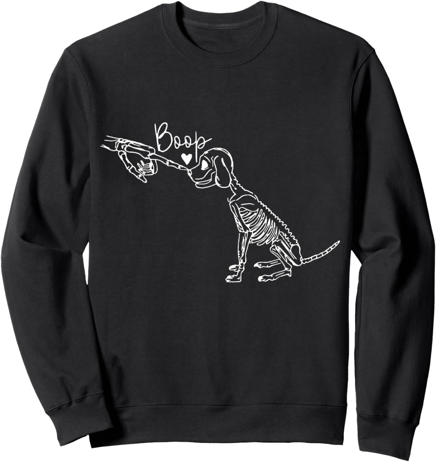 Retro Cute Skeleton Hand Boop Dog Funny Halloween Sweatshirt - Sweatshirt | Black
