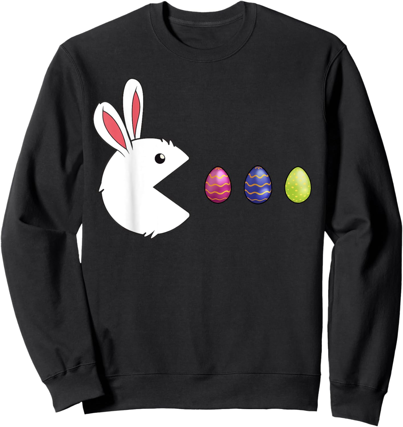 Bunny Eating Eggs Video Game Funny Easter day Sweatshirt - Sweatshirt | Black
