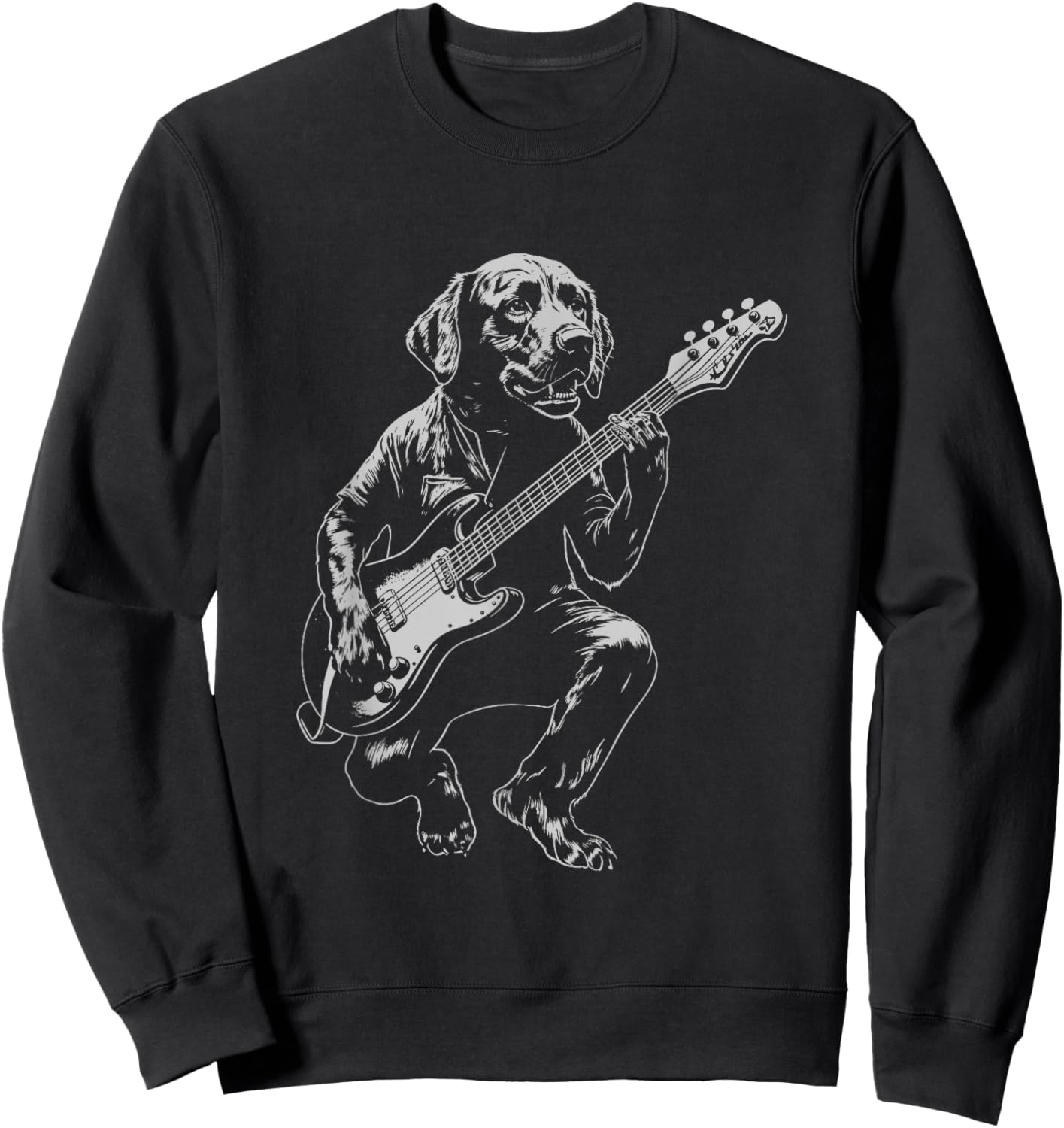 Bass Guitar Funny Chocolate Labrador Music Lover Men Women Sweatshirt - Sweatshirt | Black