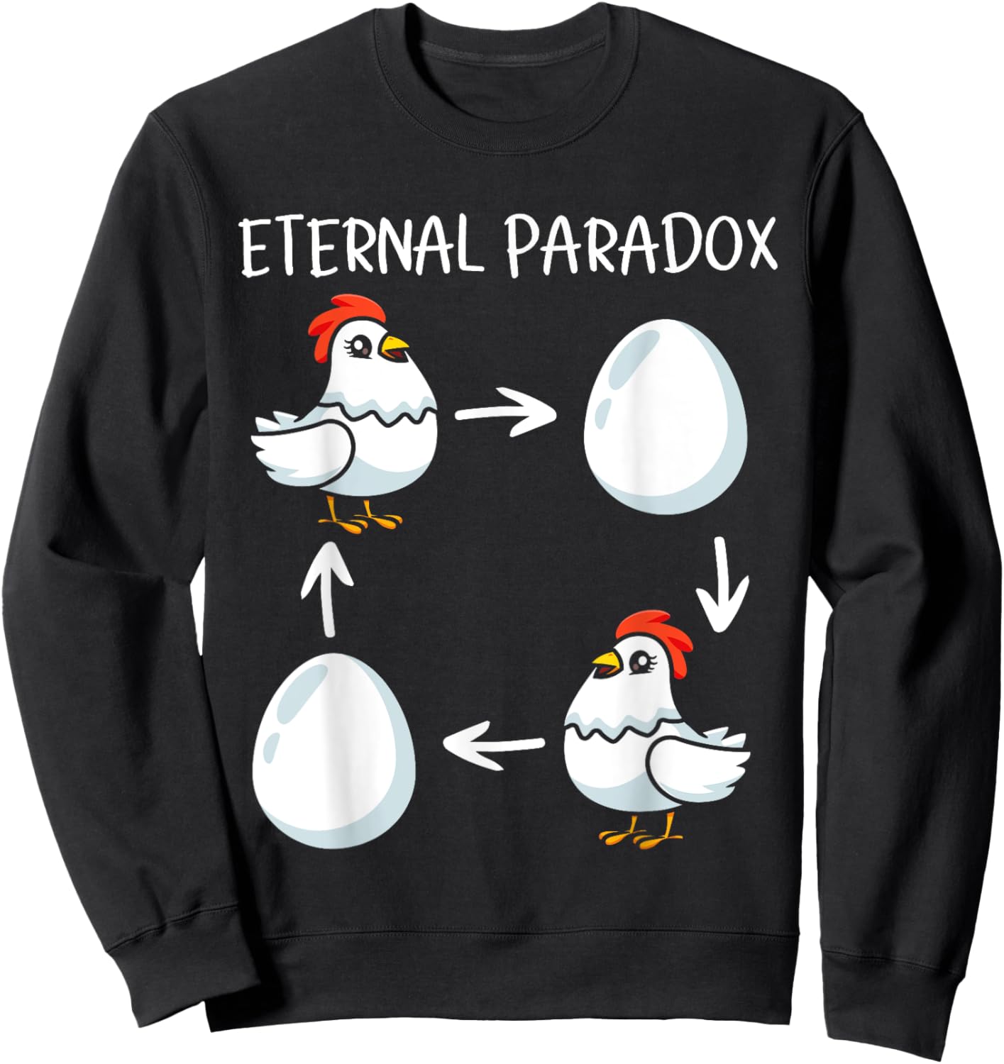 Eternal Paradox Chicken or Egg Which Came First Funny Sweatshirt - Sweatshirt | Black