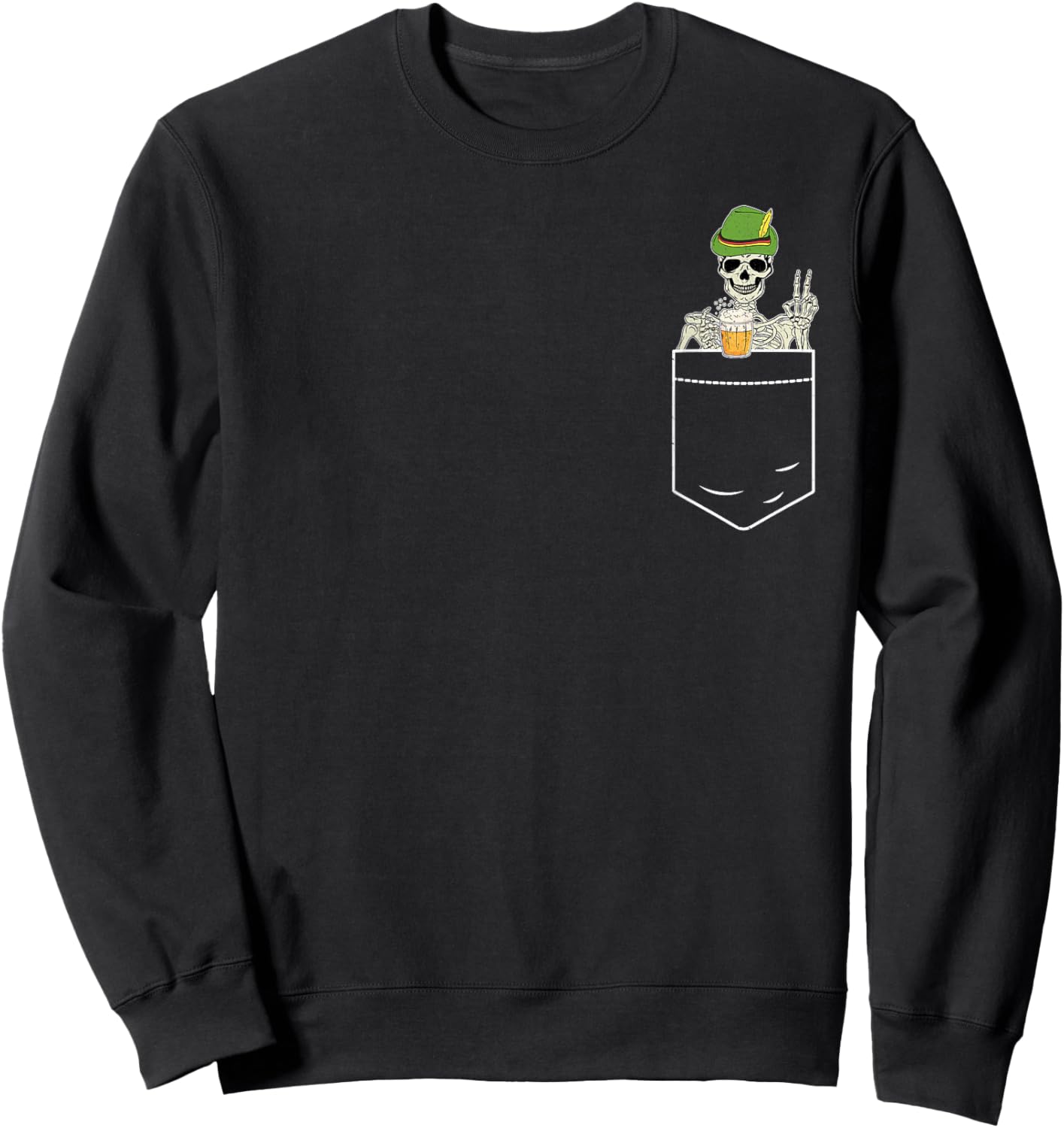 Oktoberfest Skeleton Pocket German Bavarian Men Women Sweatshirt - Sweatshirt | Black