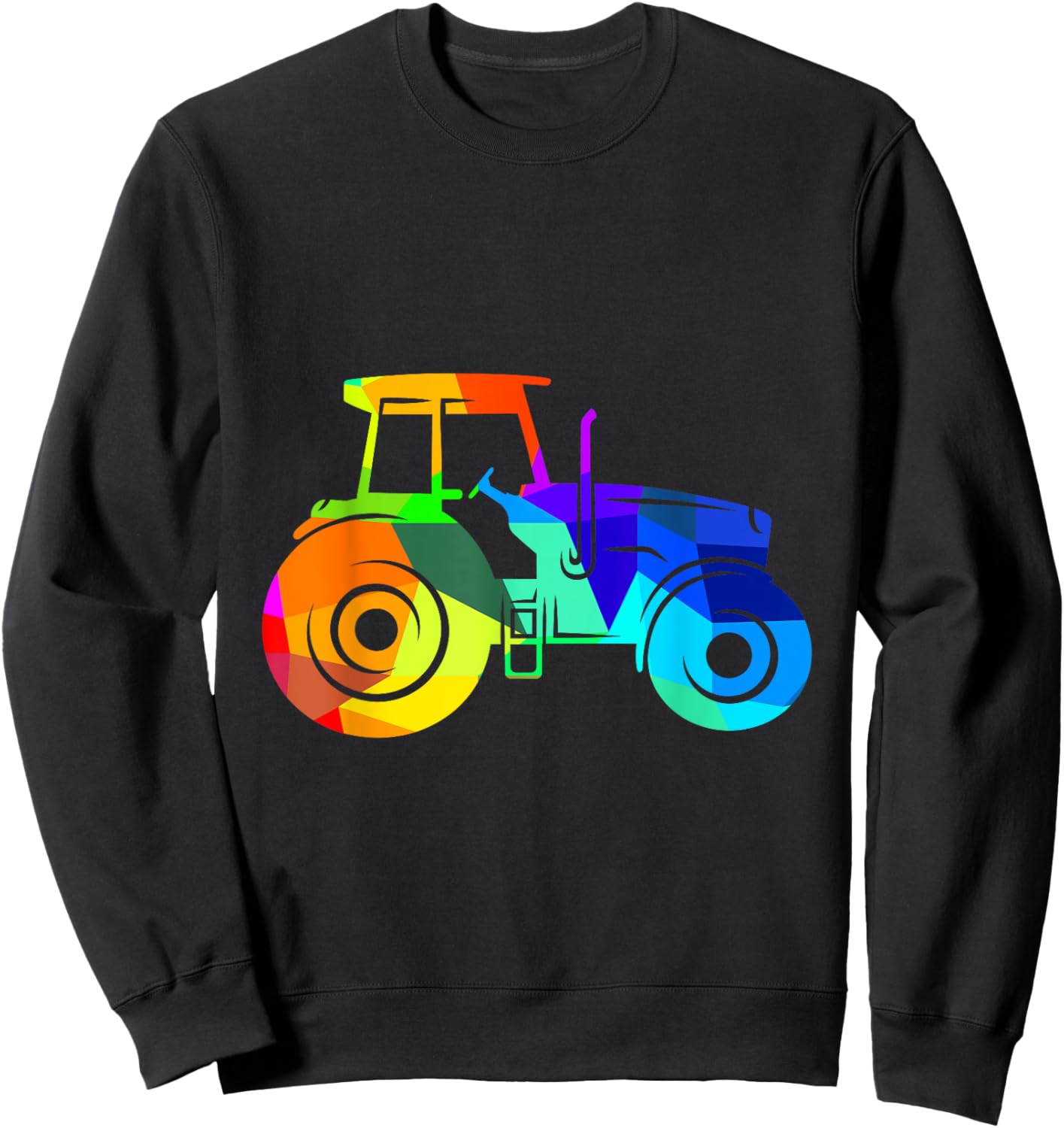 Tractor Rainbow Polygon Agricultural Vehicle Sweatshirt - Sweatshirt | Black
