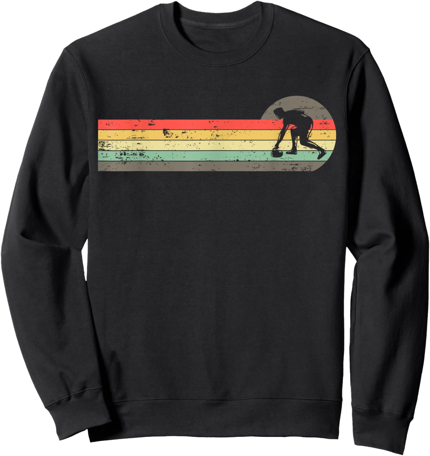 Retro Curler Curling Stone Sweatshirt - Sweatshirt | Black