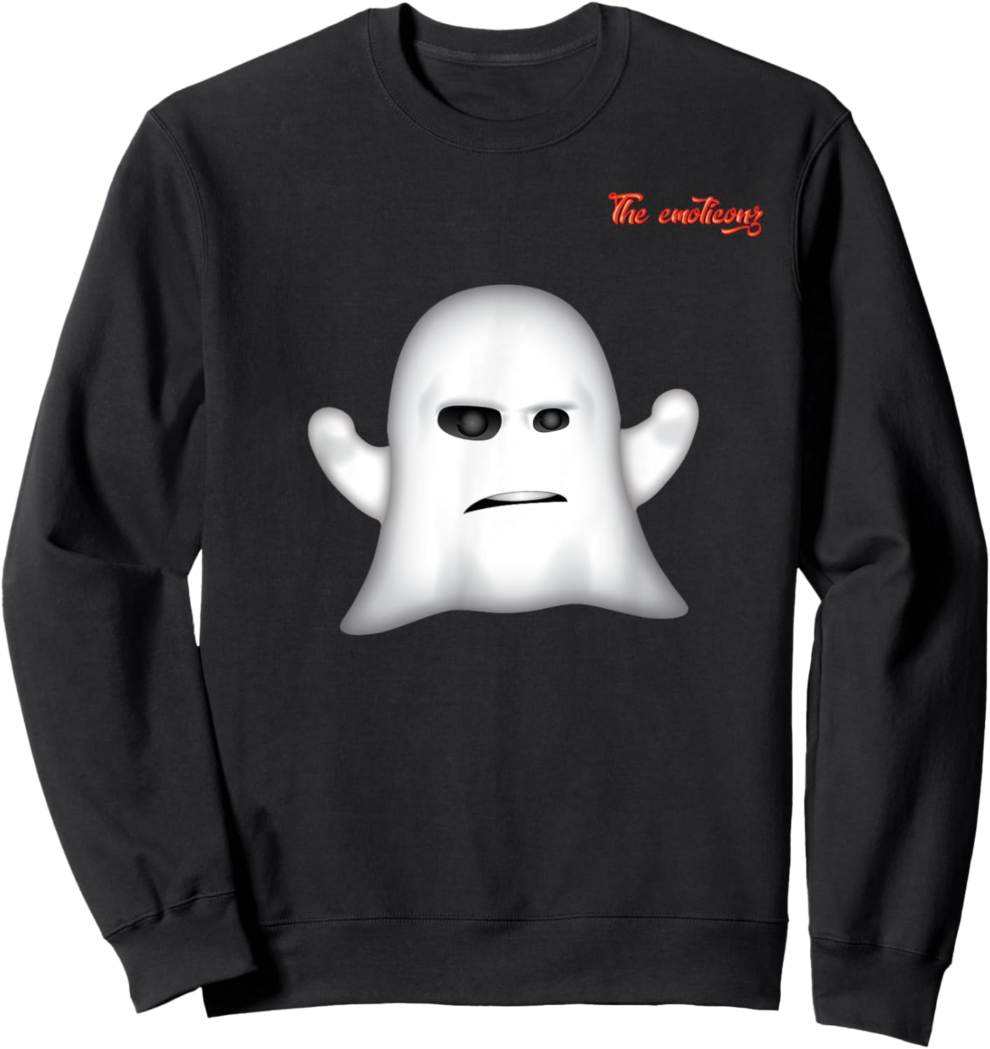 Emoji Frowning Angry Ghost Face Sweatshirt - Sweatshirt | Black