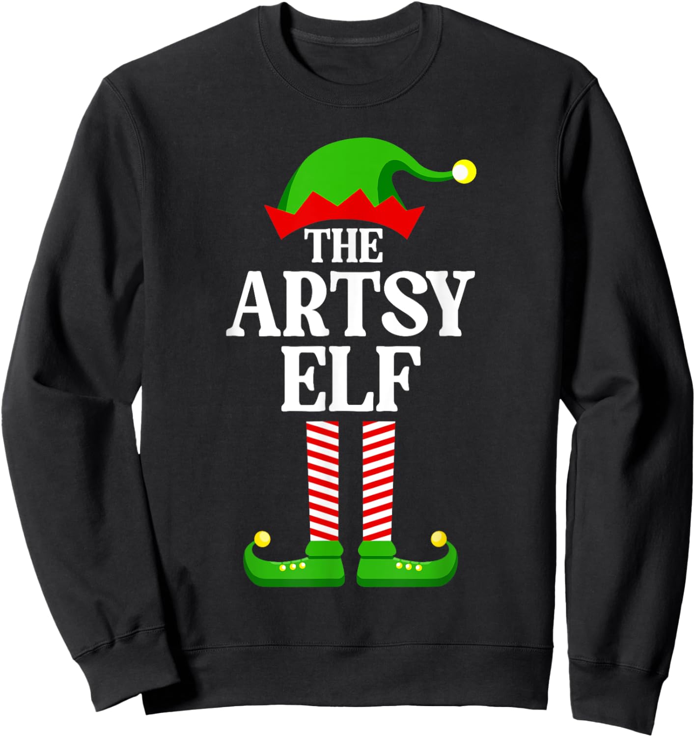 Artsy Elf Family Matching Group Funny Christmas Sweatshirt - Sweatshirt | Black
