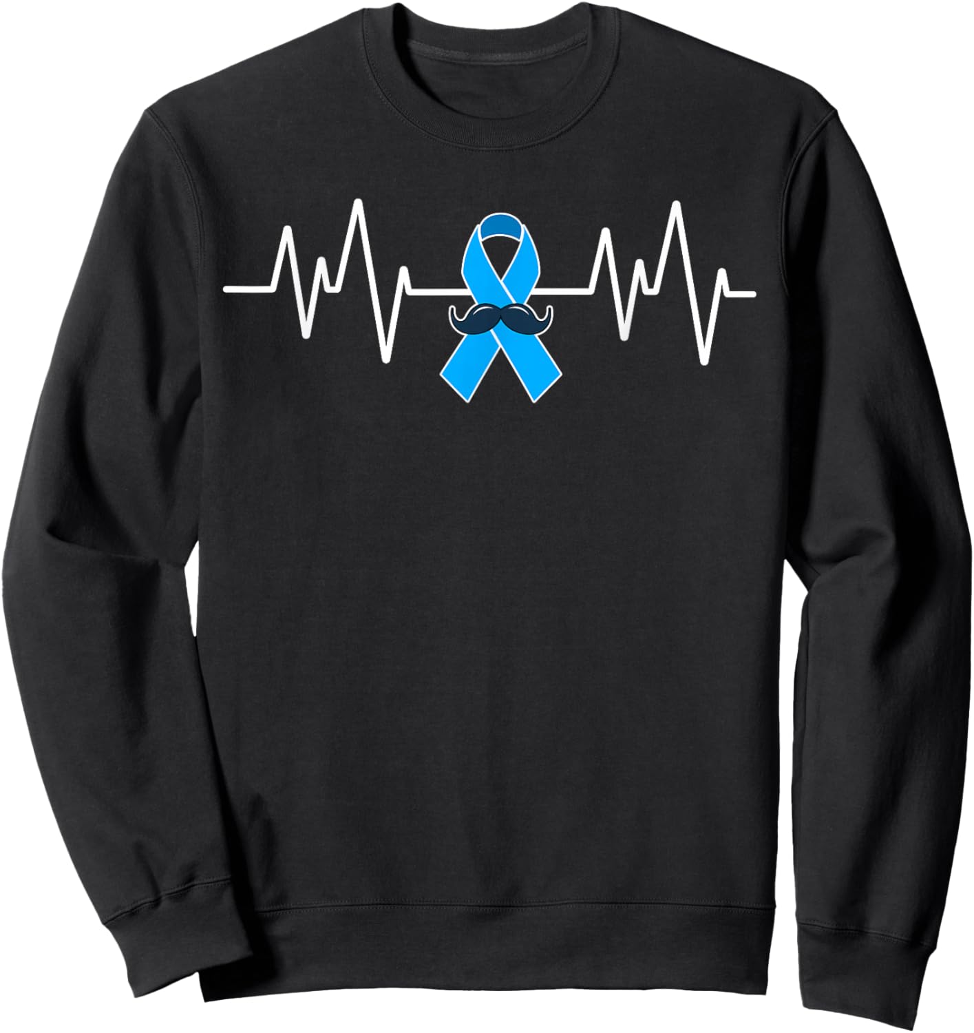 Heartbeat Light Blue Ribbon Prostate Cancer Awareness Sweatshirt - Sweatshirt | Black