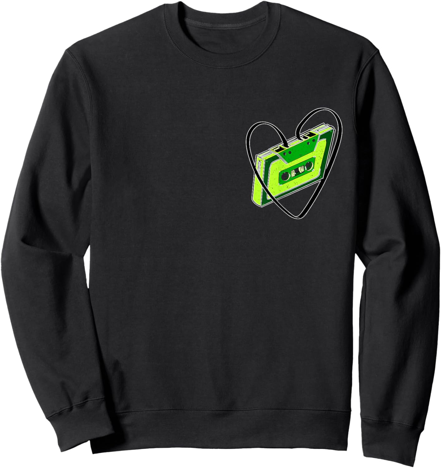 Green Cassette Old School Love Green Color Graphic Sweatshirt - Sweatshirt | Black