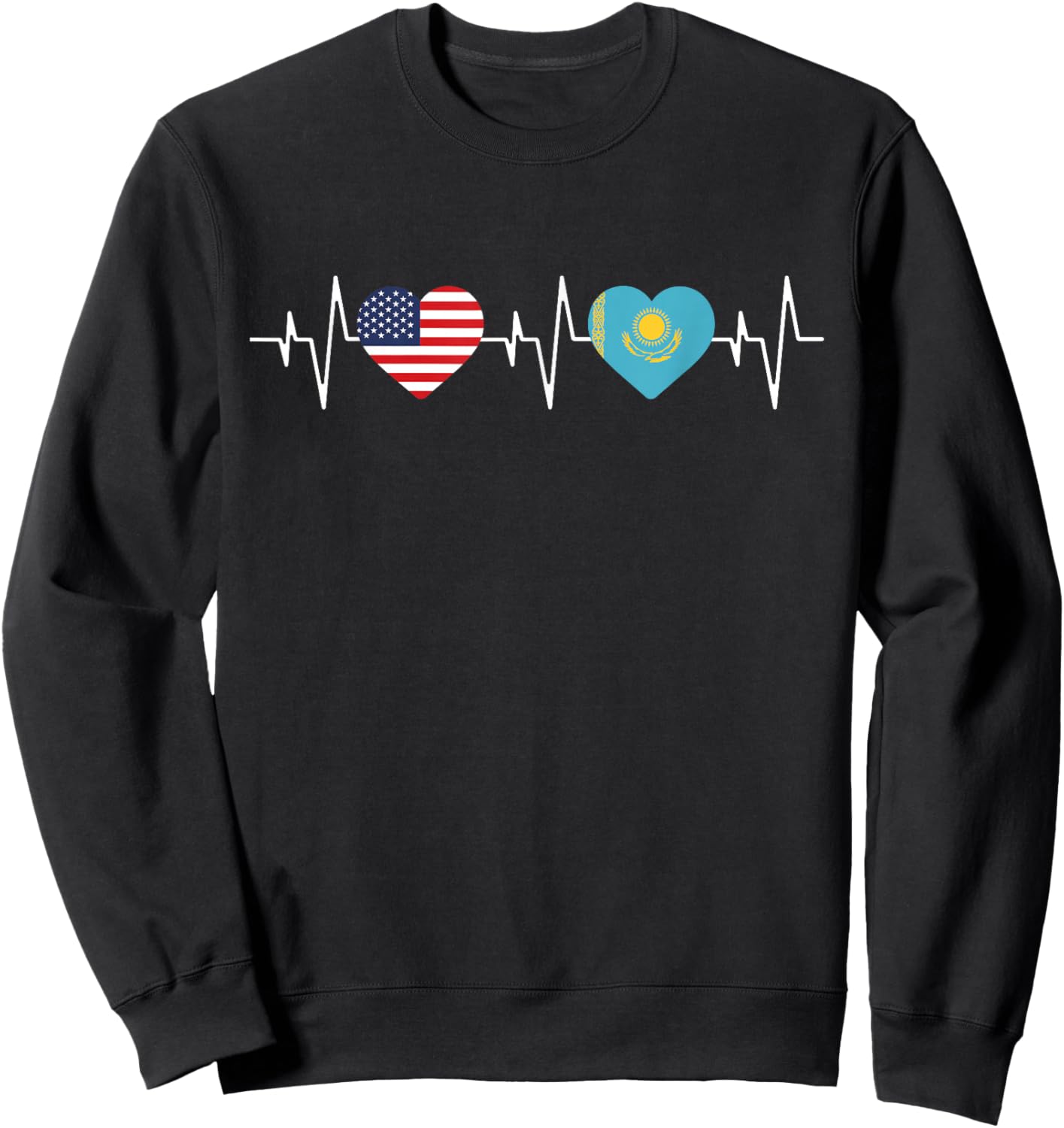Kazakh heritage USA Kazakhstan American Flag Kazakh Flag Sweatshirt - Sweatshirt | Black