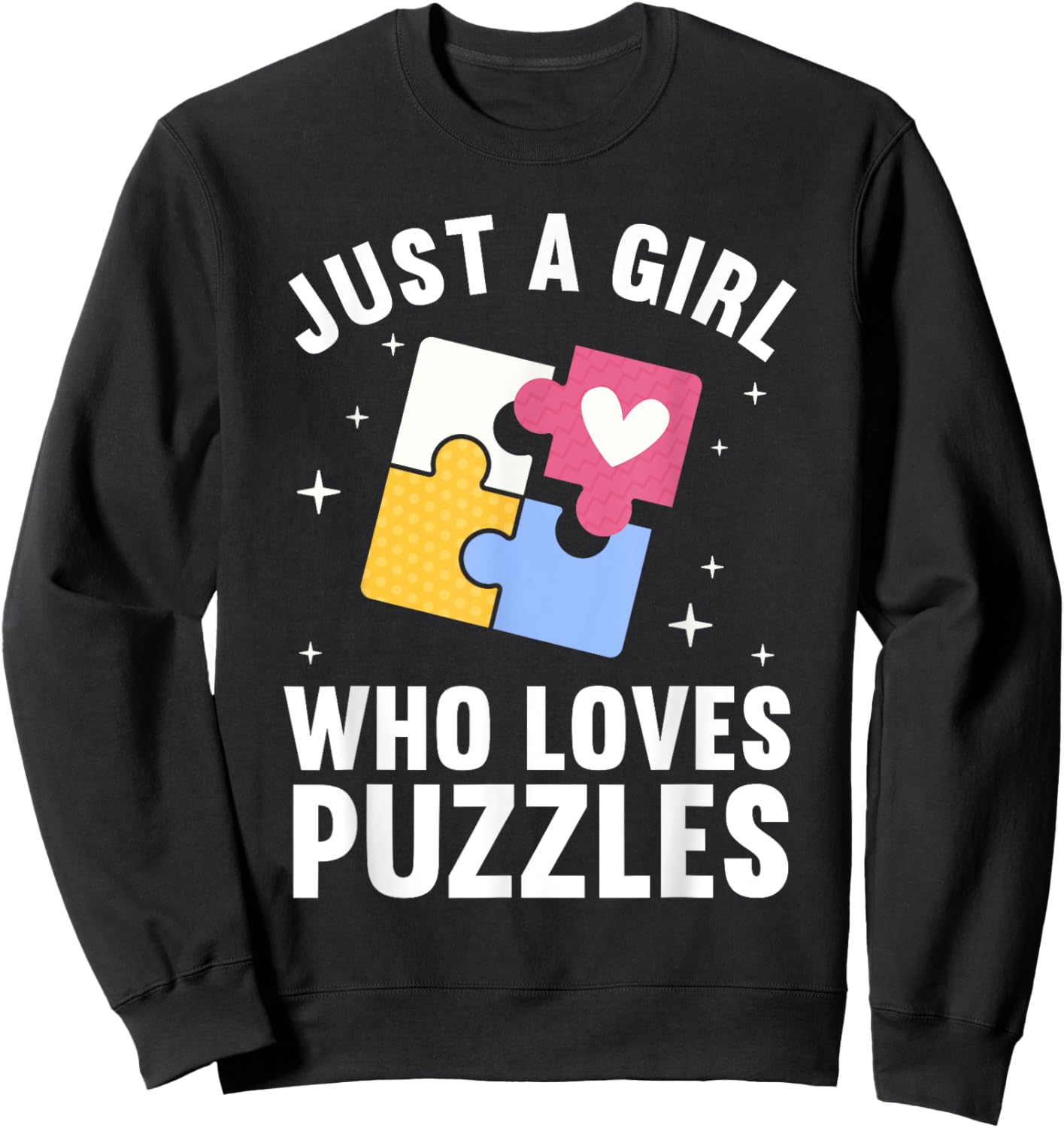 Cool Puzzle Design Girls Jigsaw Lover Puzzle Piece Sweatshirt - Sweatshirt | Black