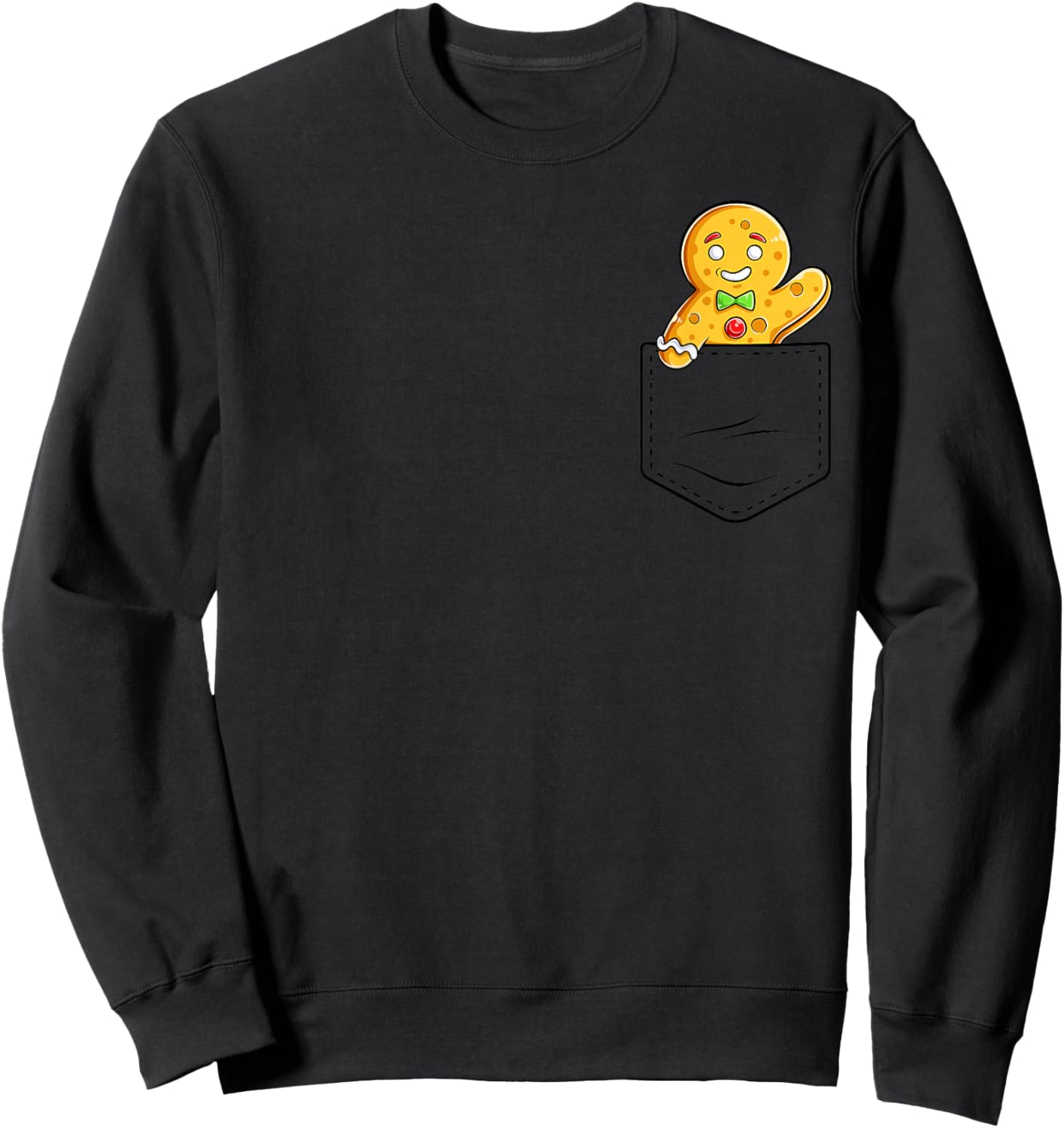 Gingerbread Man In Pocket Funny Christmas Cookie Boys Girls Sweatshirt - Sweatshirt | Black