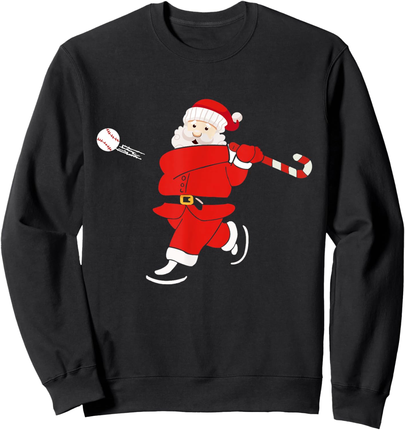 Santa Sports Design Boys Christmas Baseball Player Sweatshirt - Sweatshirt | Black