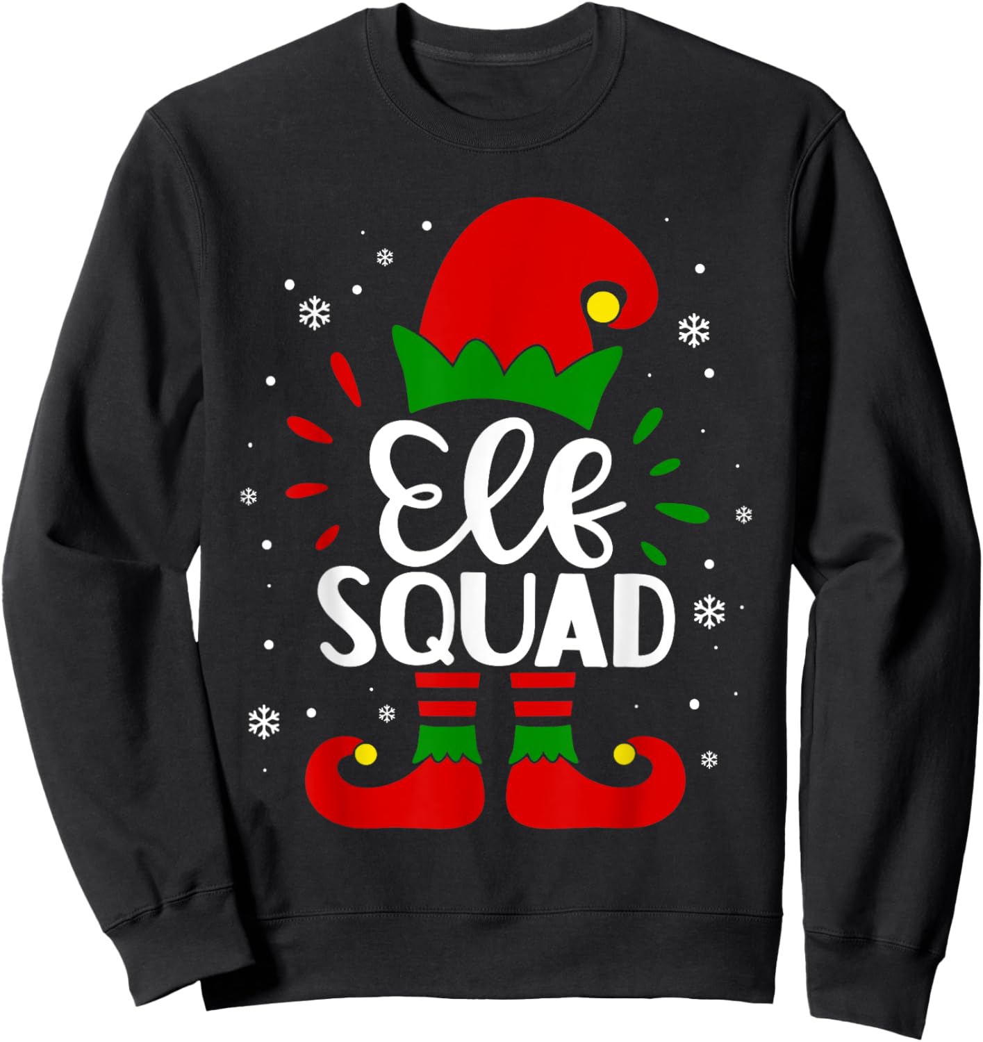Elf Squad Funny Elf Family Christmas Matching Pajamas Xmas Sweatshirt - Sweatshirt | Black