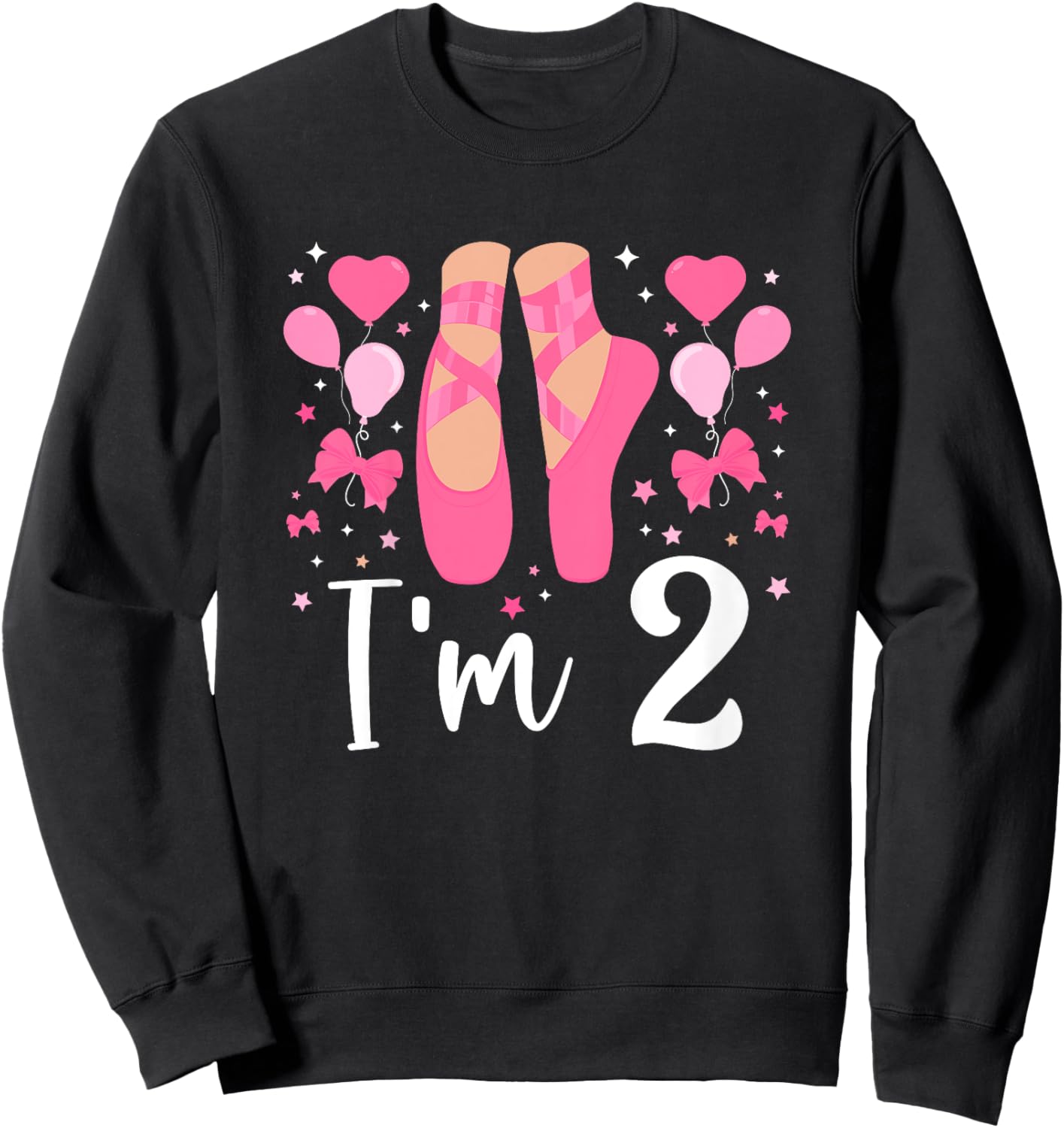 Kids 2nd Birthday Party Ballet Girl Two Year Old Ballerina Sweatshirt - Sweatshirt | Black