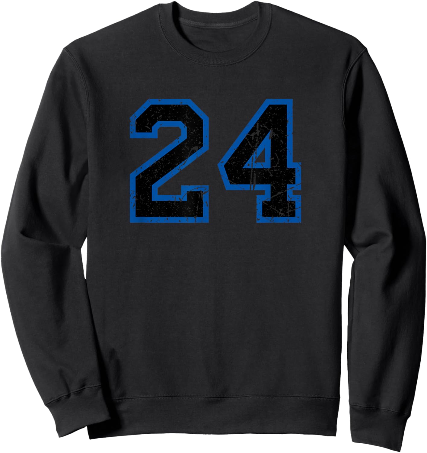 Vintage Number #24 Sport Blue Black Varsity Number Sweatshirt - Sweatshirt | Black