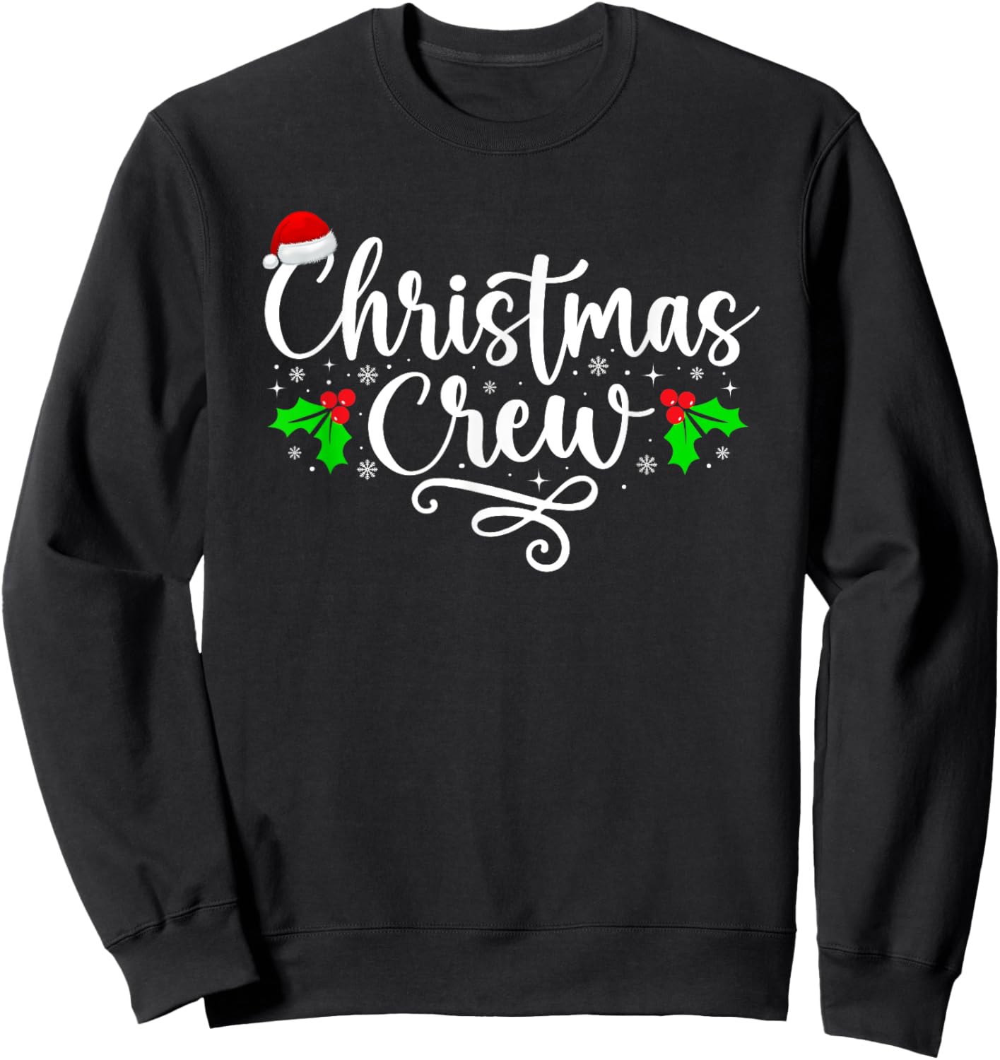 Christmas Crew Xmas Light Matching Family Pajama Funny Xmas Sweatshirt - Sweatshirt | Black