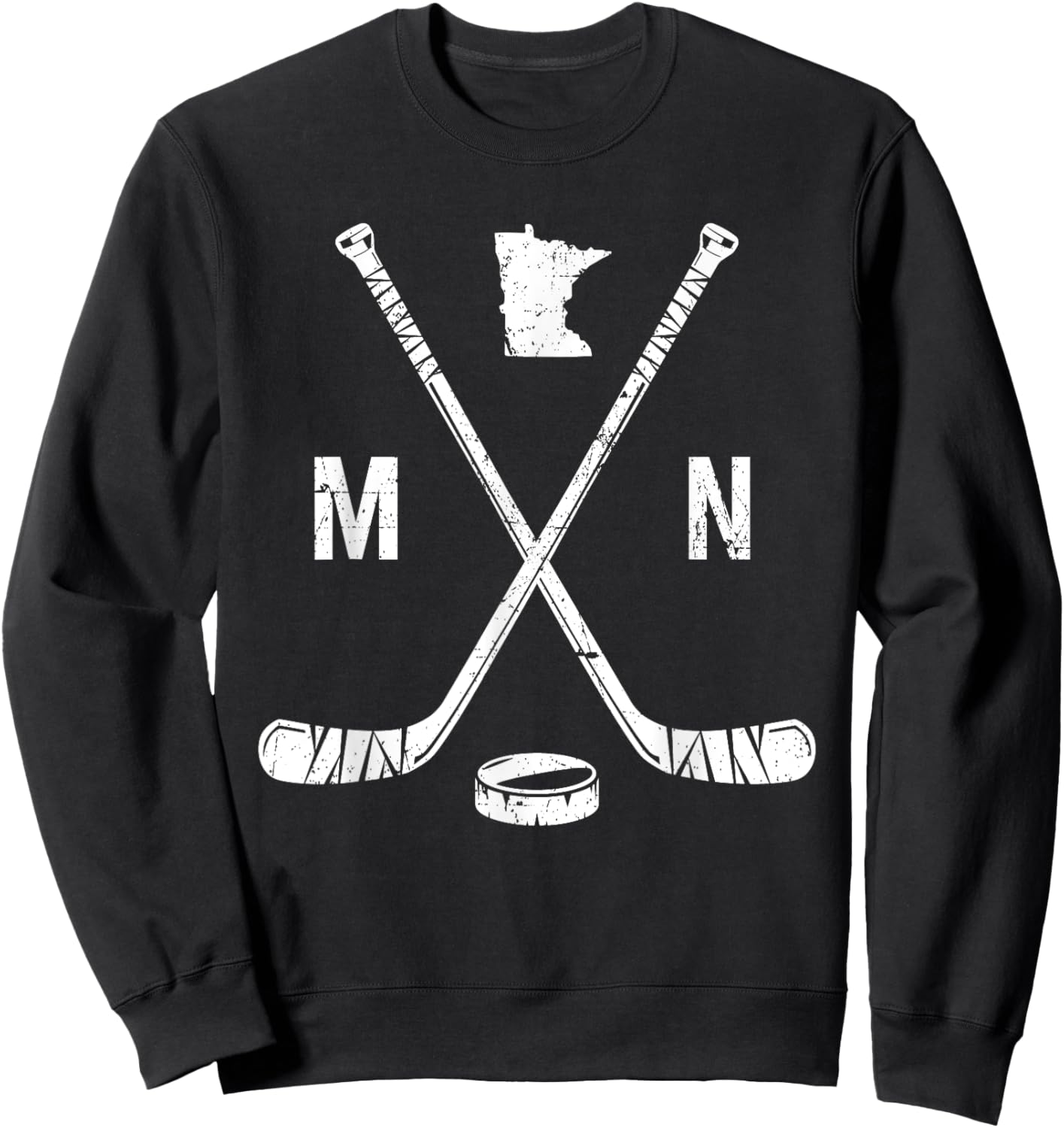 Minnesota MN Ice Hockey Sticks Sports Team Fan Sweatshirt - Sweatshirt | Black