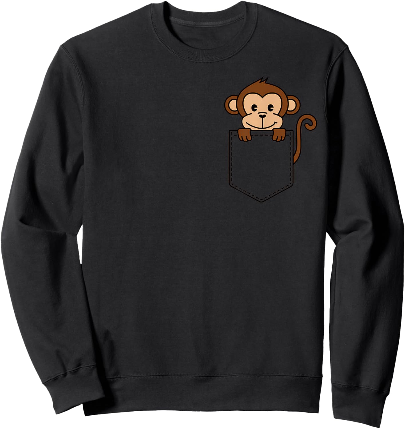 Boys Girls Toddler Cute Zoo Animal Monkey in Pocket Kids Sweatshirt - Sweatshirt | Black