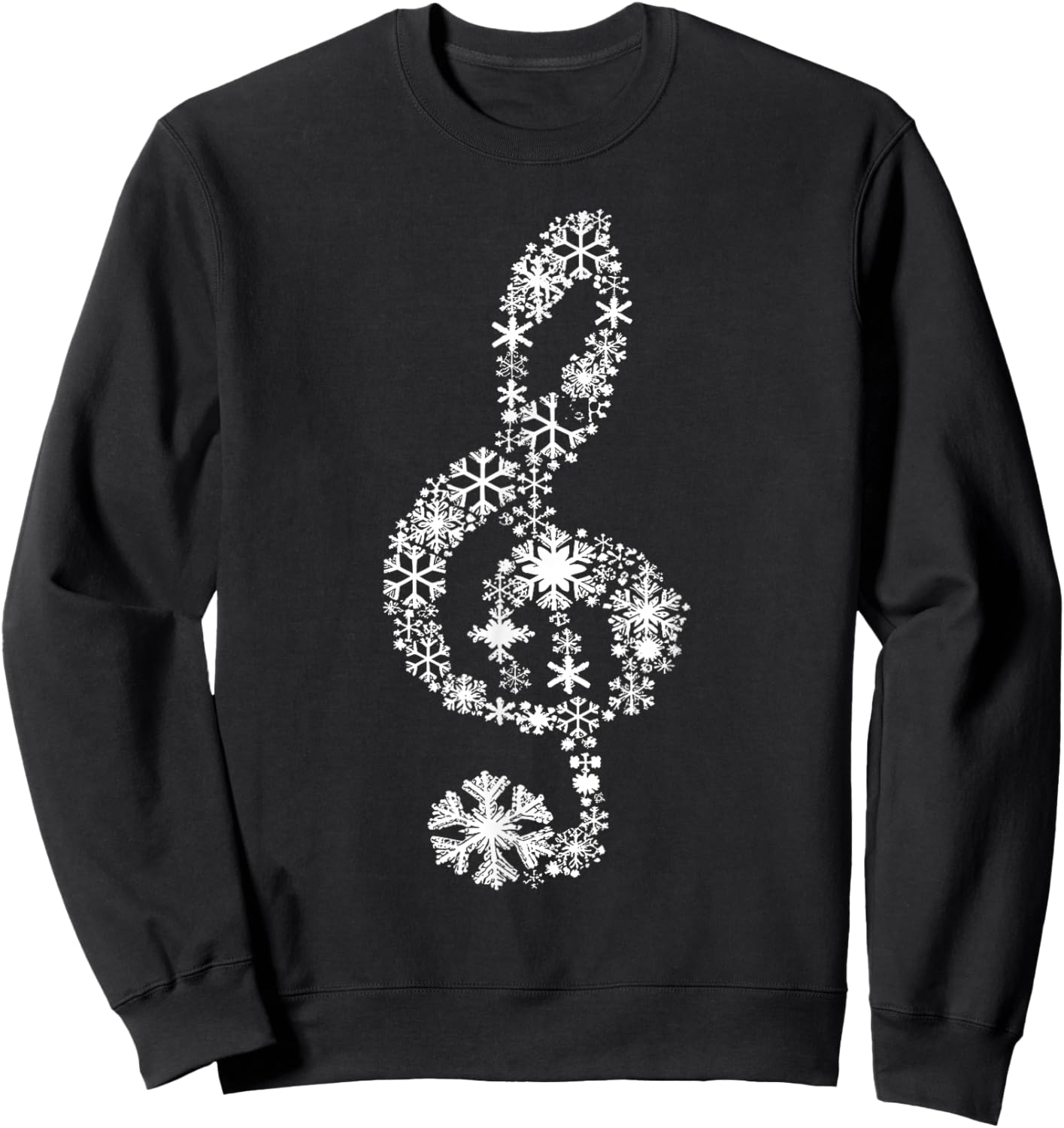 Winter Melody Snowflakes Treble Clef Music Notes Men Women Sweatshirt - Sweatshirt | Black