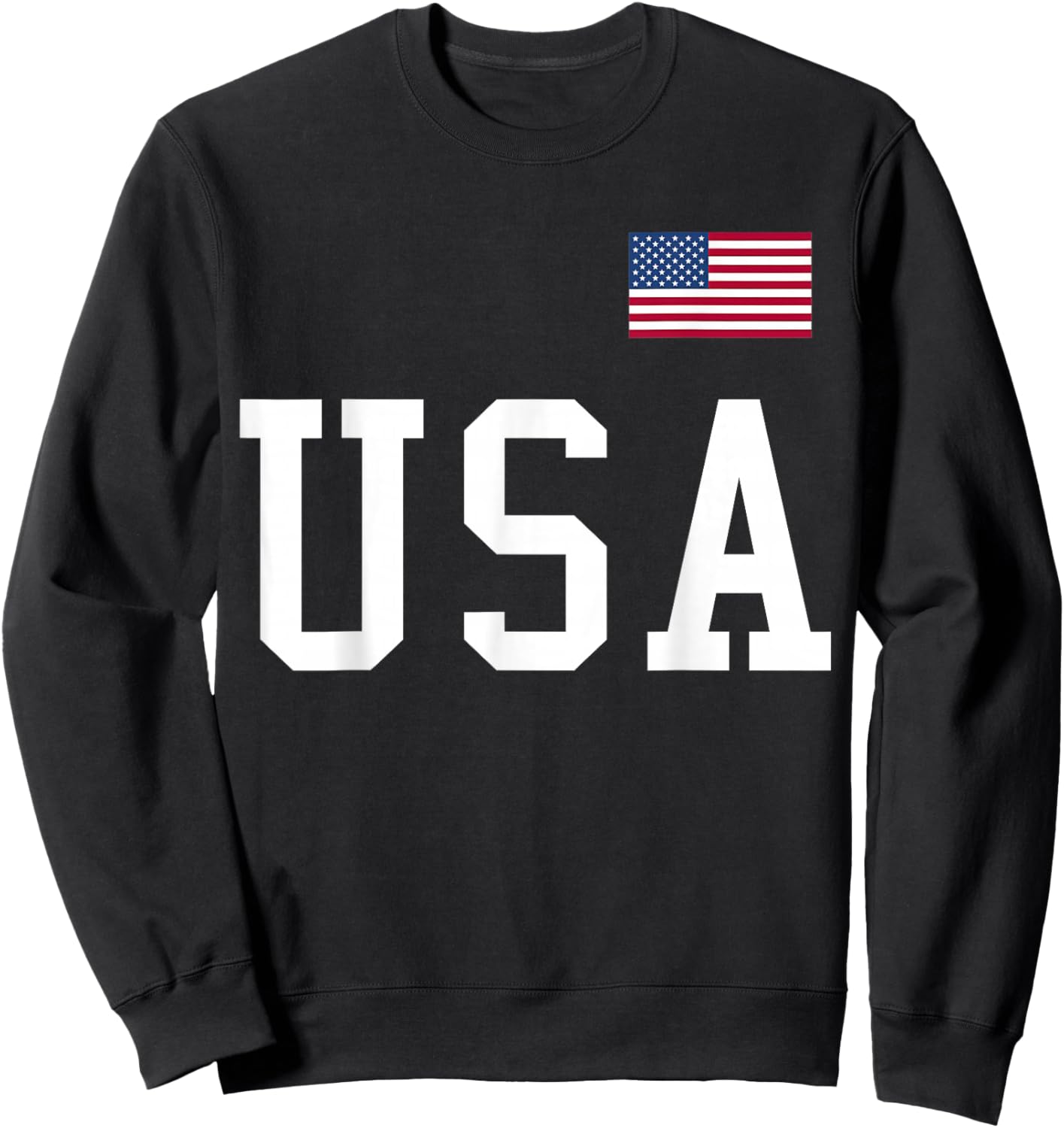 USA Women Men Kids American Flag Patriotic 4th of July Sweatshirt - Sweatshirt | Black